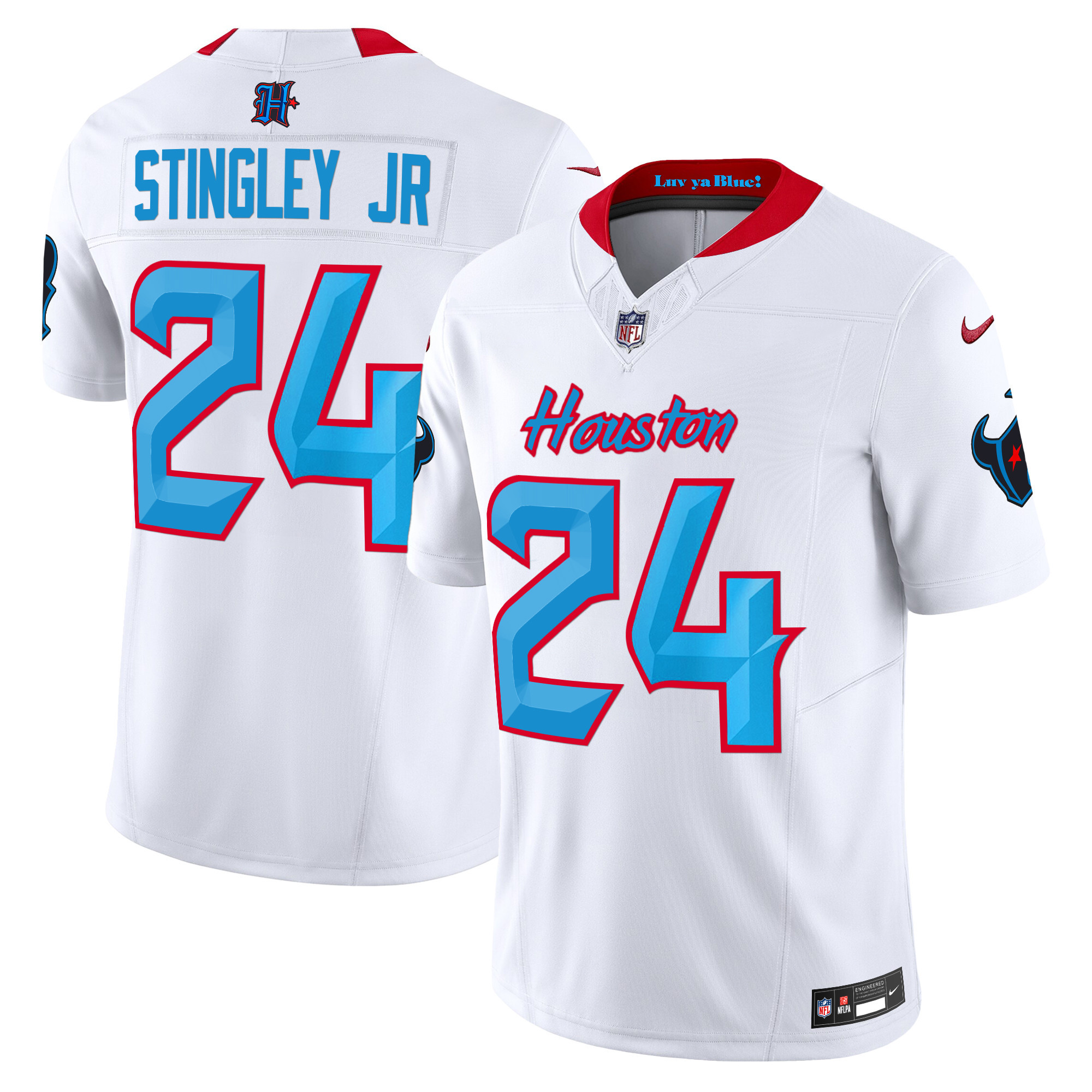 Derek Stingley Jr. Men's Houston Texans 2024 Vapor Limited White Jersey - All Stitched