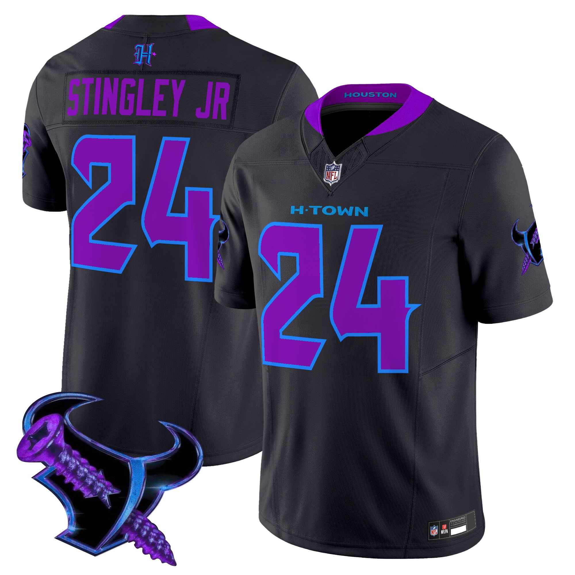 Derek Stingley Jr. Men's Houston Texans 2025 DJ Screw Vapor Limited Navy Jersey - All Stitched