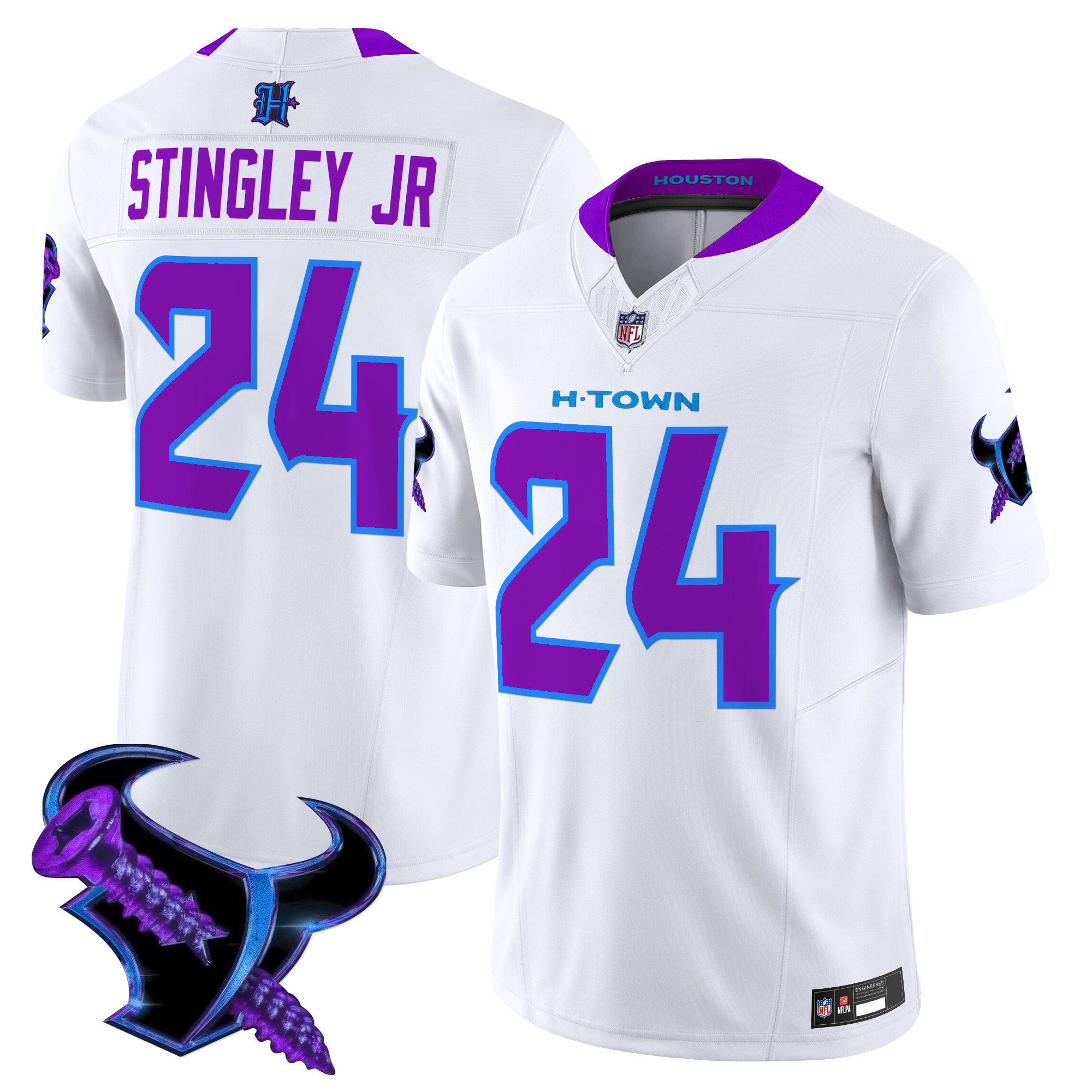 Derek Stingley Jr. Men's Houston Texans 2025 DJ Screw Vapor Limited White Jersey - All Stitched