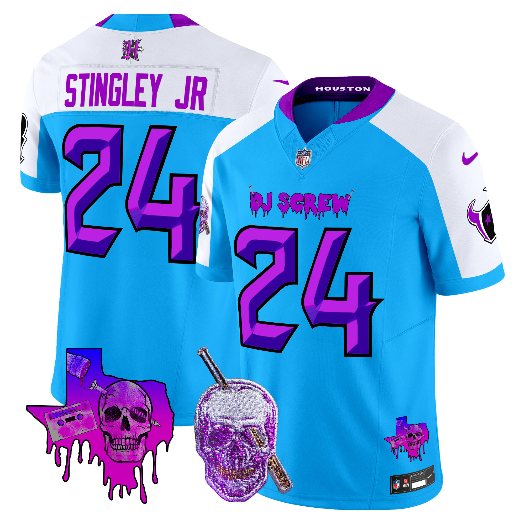 Derek Stingley Jr. Men's Houston Texans DJ Screw Vapor Limited Blue Alternate Jersey - All Stitched