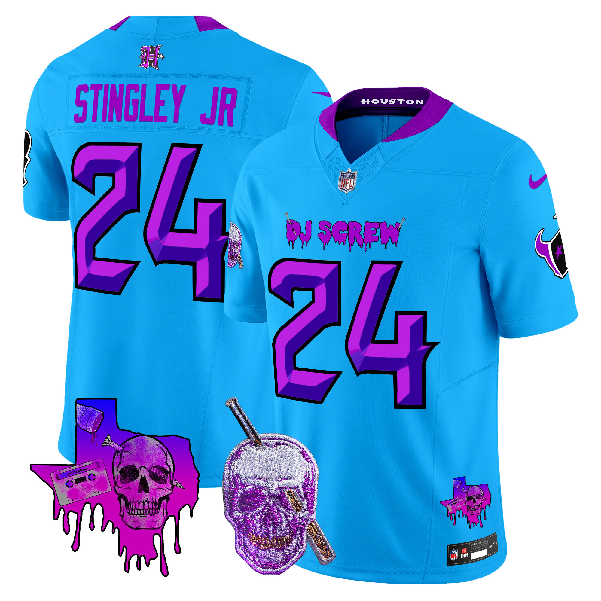 Derek Stingley Jr. Men's Houston Texans DJ Screw Vapor Limited Blue Jersey - All Stitched