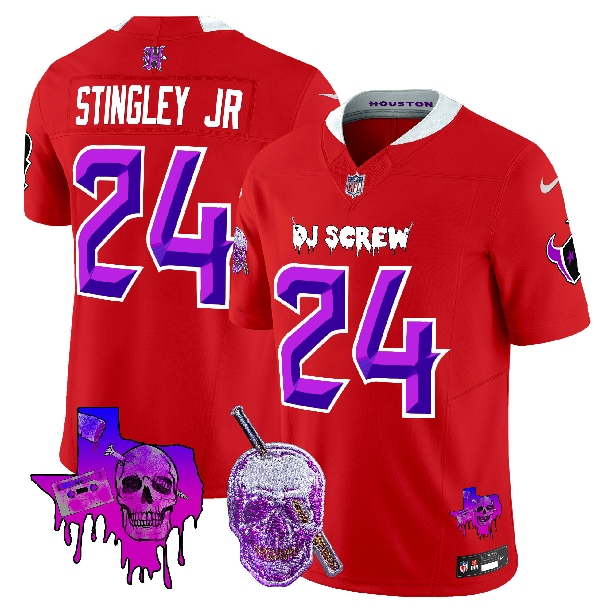 Derek Stingley Jr. Men's Houston Texans DJ Screw Vapor Limited Red Jersey - All Stitched