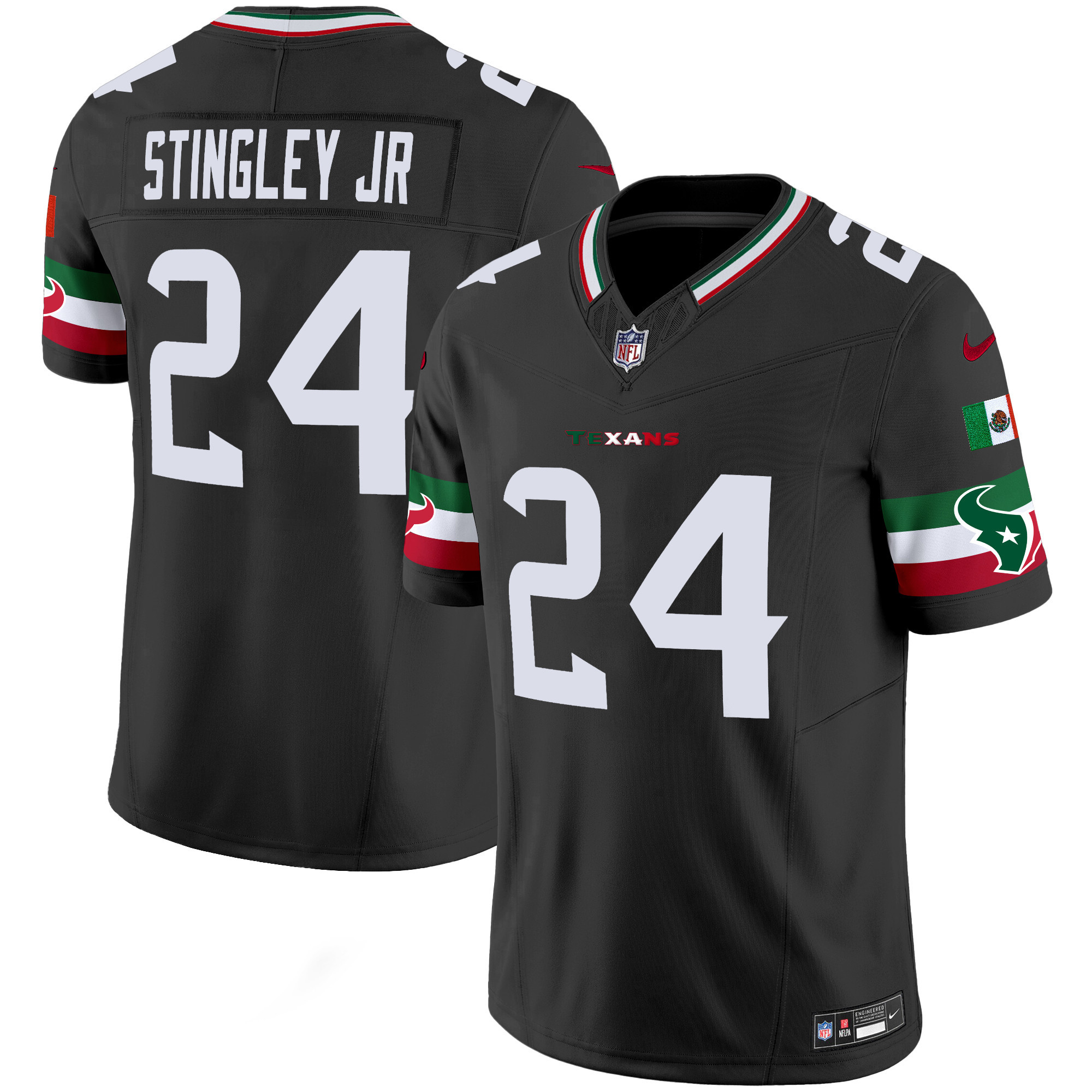 Derek Stingley Jr. Men's Houston Texans Mexico Vapor Limited Black Jersey - All Stitched