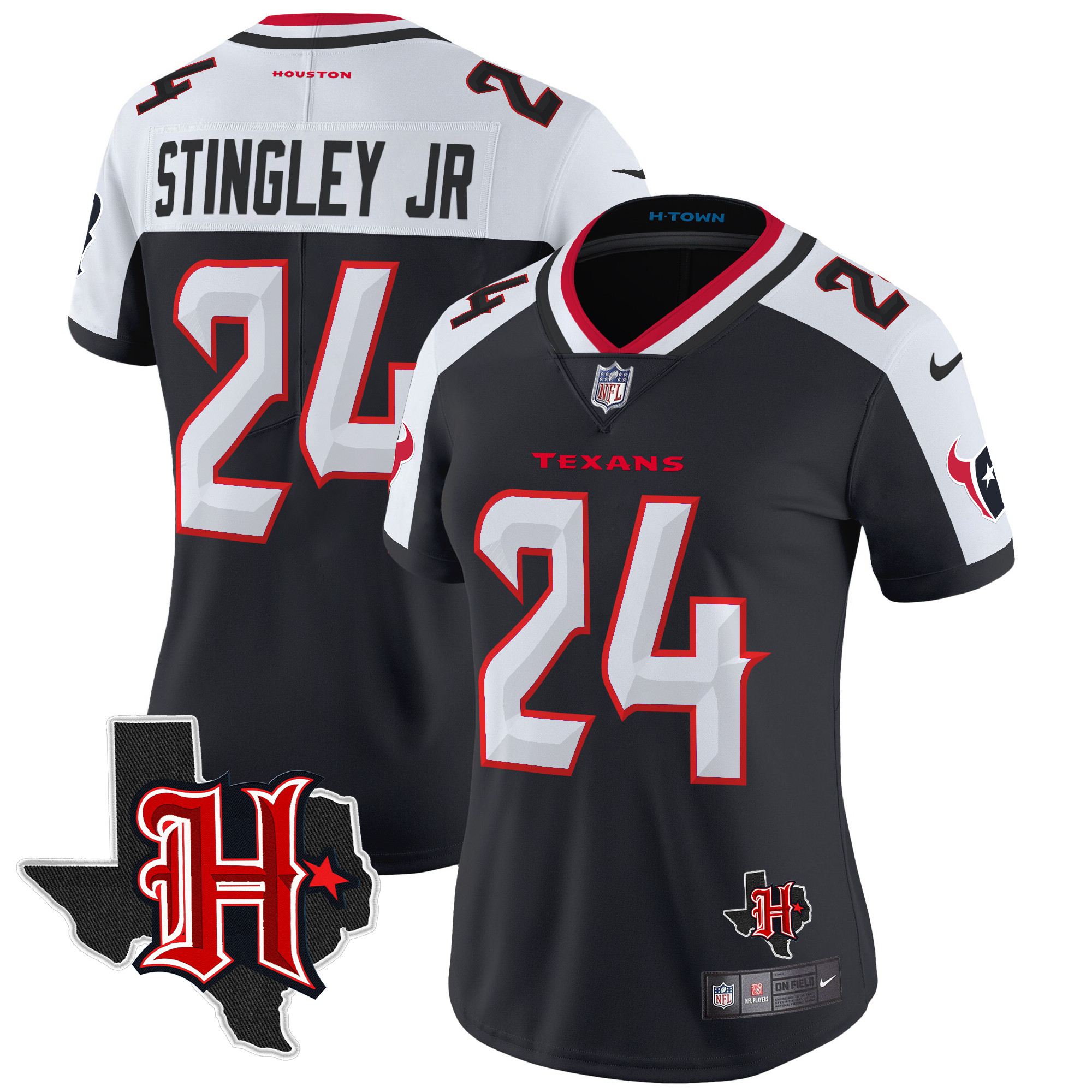 Derek Stingley Jr. Women's Houston Texans 2024 Texas Patch Vapor Limited Navy Alternate Jersey - All Stitched
