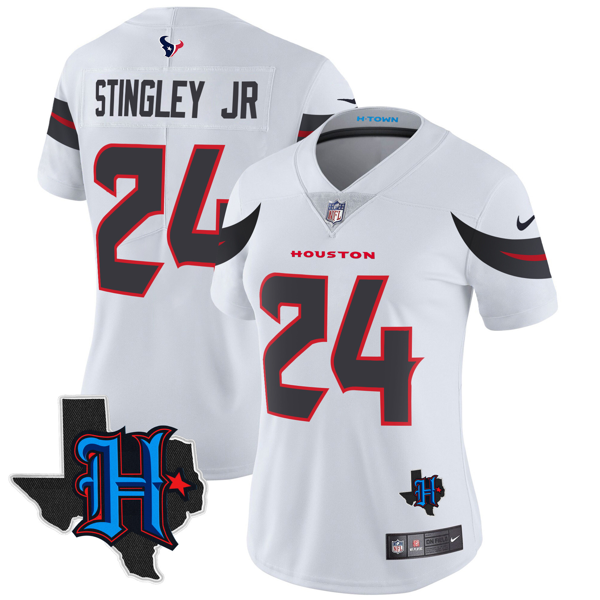 Derek Stingley Jr. Women's Houston Texans 2024 Texas Patch Vapor Limited White Jersey - All Stitched