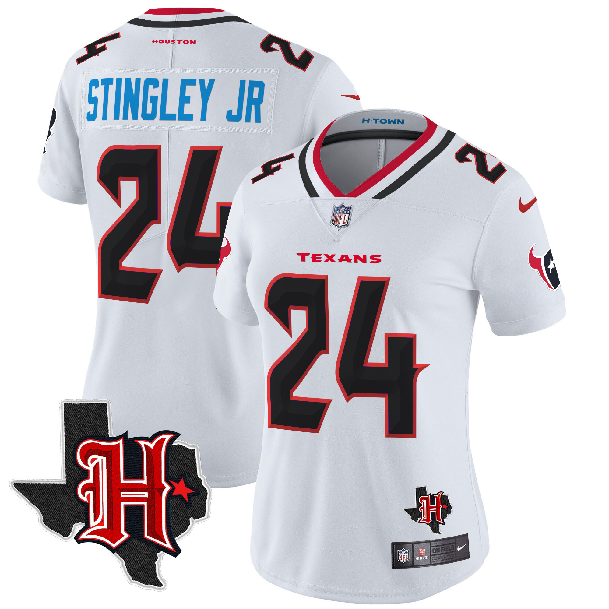 Derek Stingley Jr. Women's Houston Texans 2024 Texas Patch Vapor Limited White Jersey - All Stitched