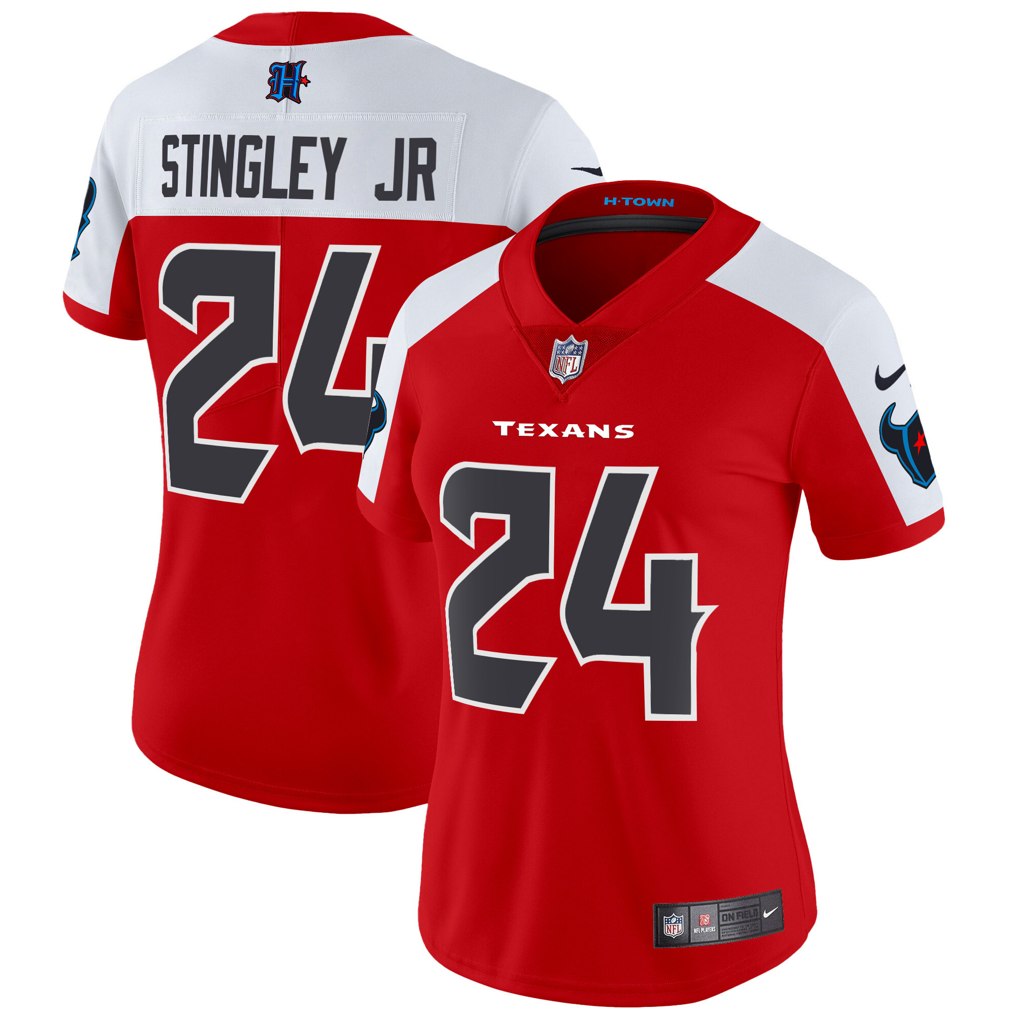 Derek Stingley Jr. Women's Houston Texans 2024 Vapor Limited Red Alternate Jersey - All Stitched