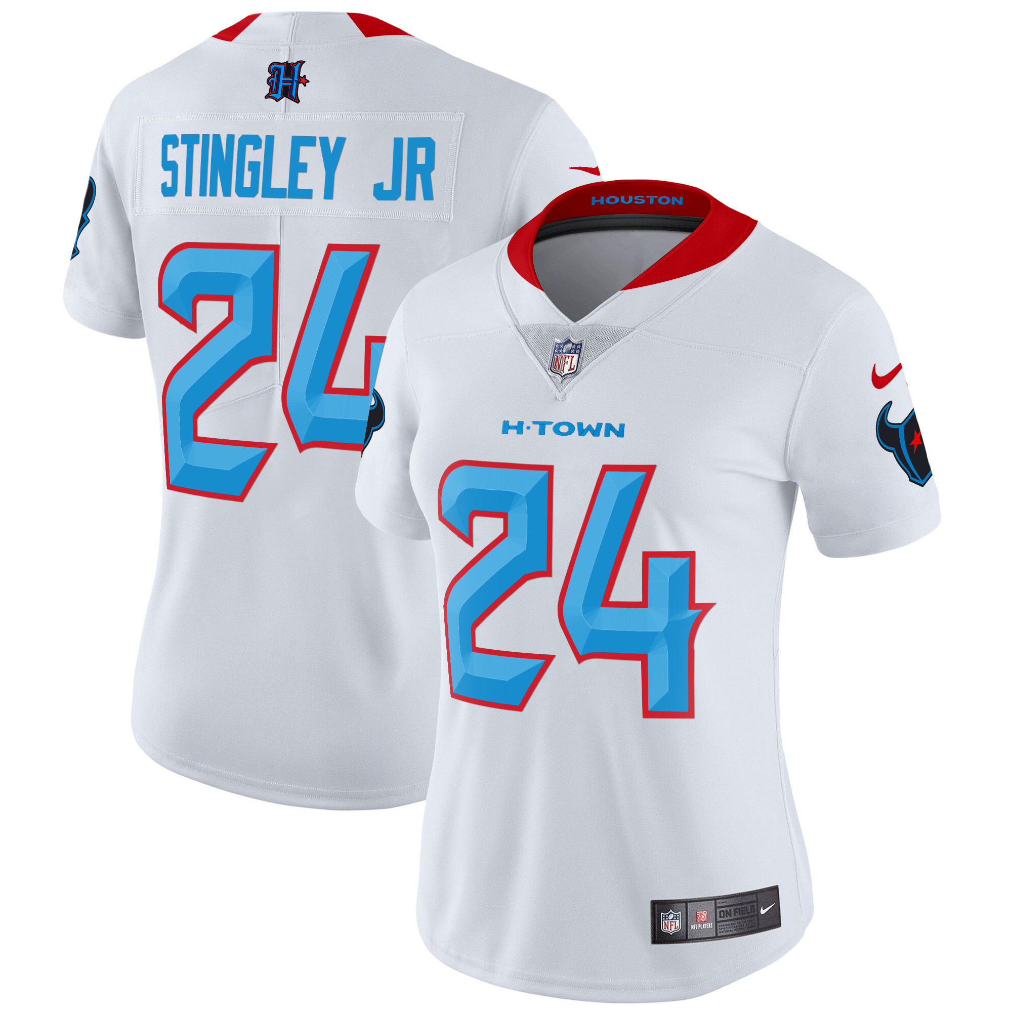 Derek Stingley Jr. Women's Houston Texans 2024 Vapor Limited White Limited Jersey - All Stitched