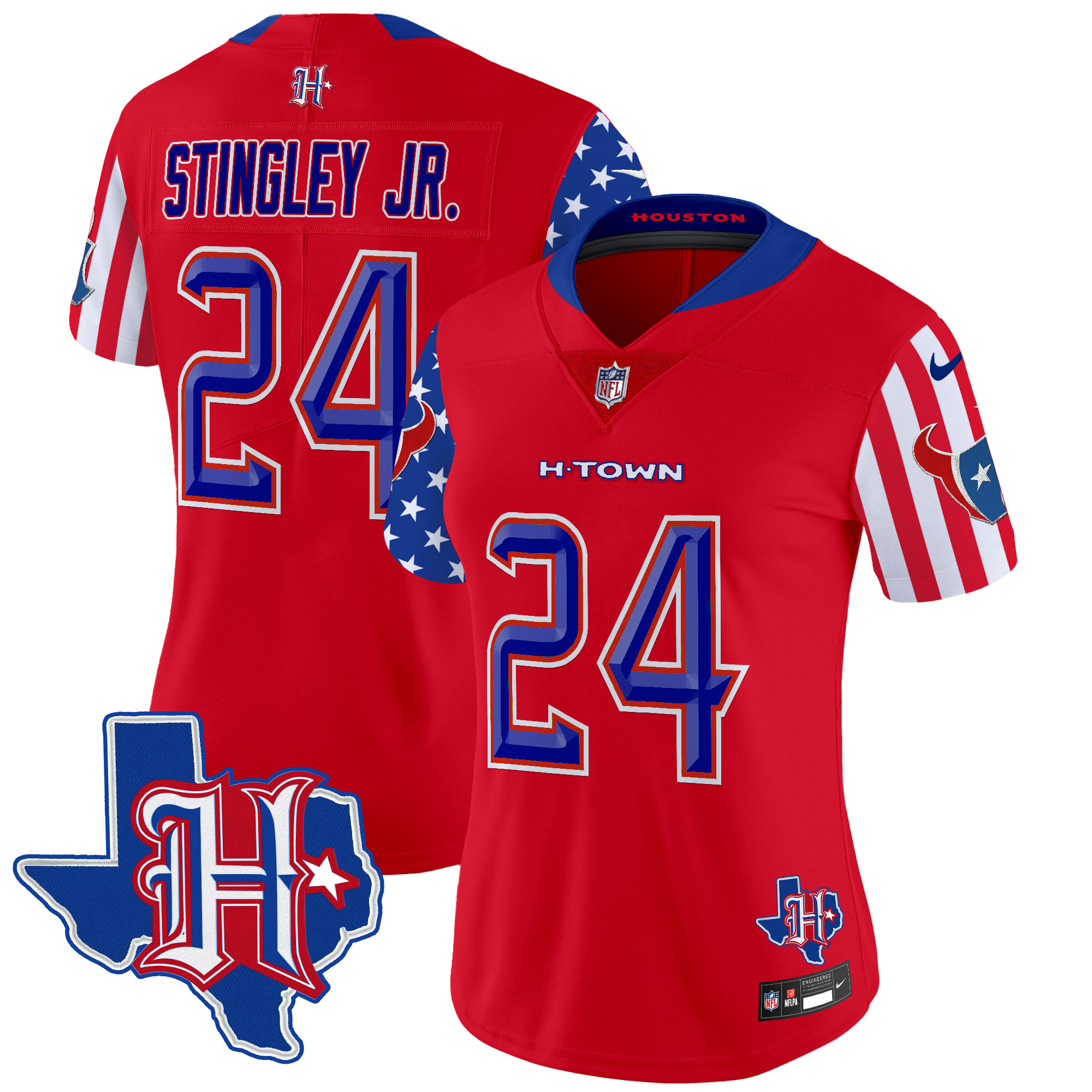 Derek Stingley Jr. Women's Houston Texans American Style Vapor Limited Red Jersey - All Stitched