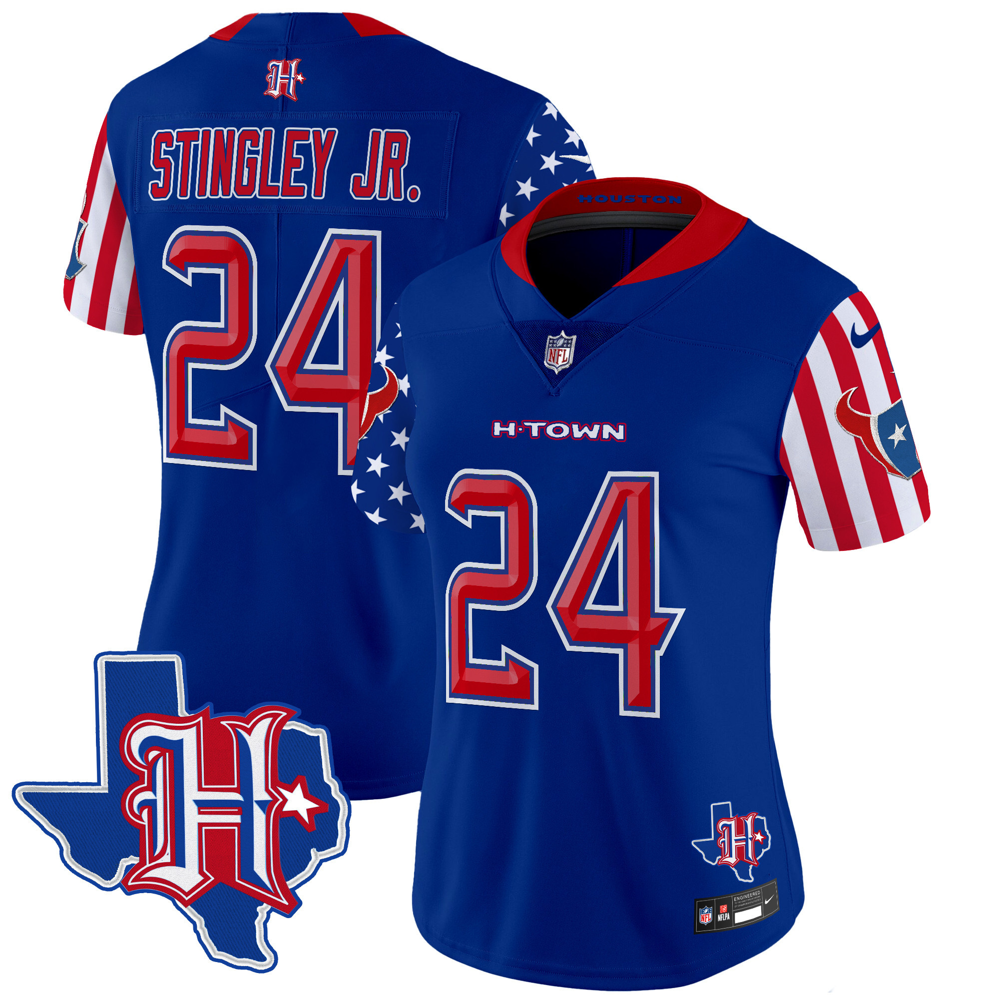 Derek Stingley Jr. Women's Houston Texans American Style Vapor Limited Royal Jersey - All Stitched
