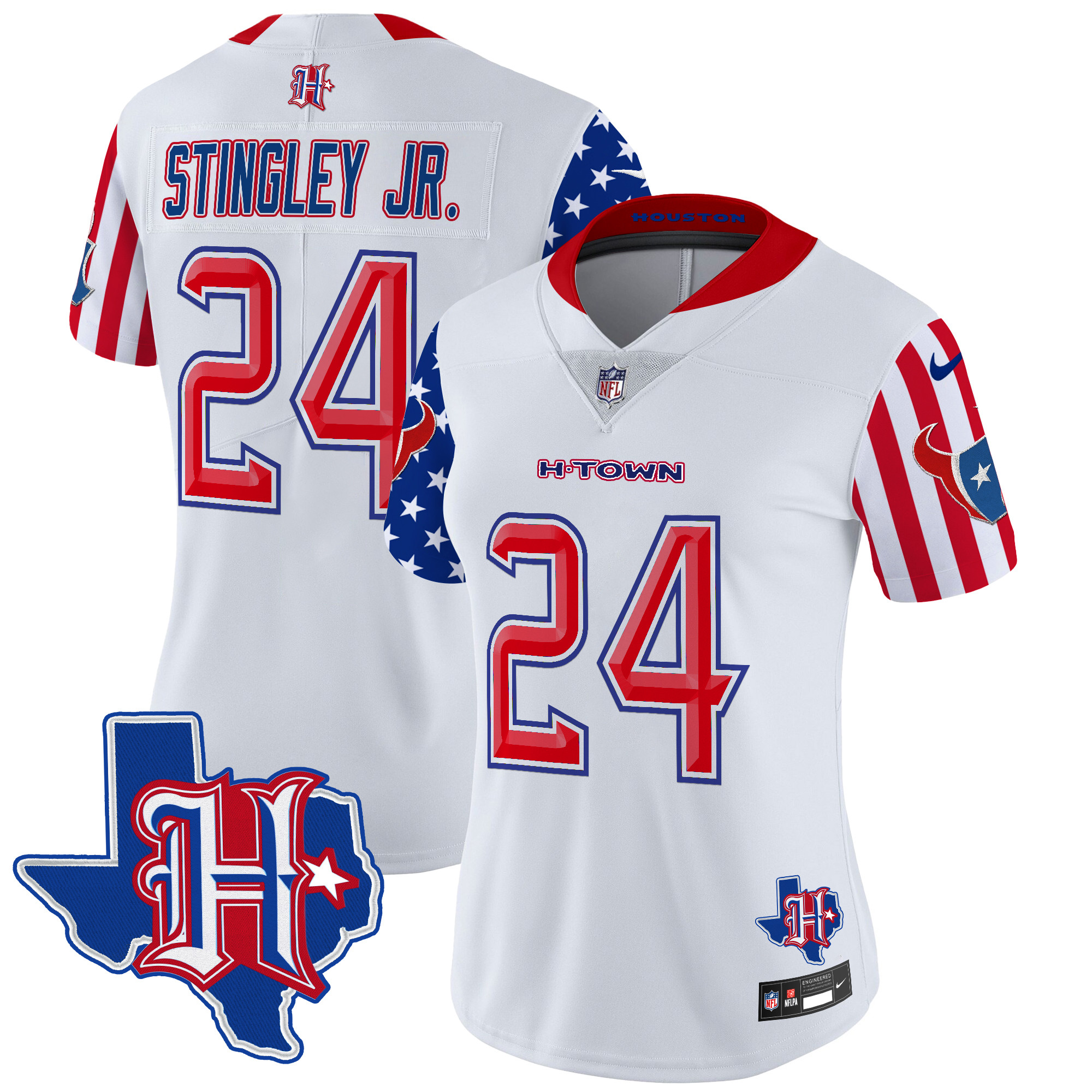 Derek Stingley Jr. Women's Houston Texans American Style Vapor Limited White Jersey - All Stitched
