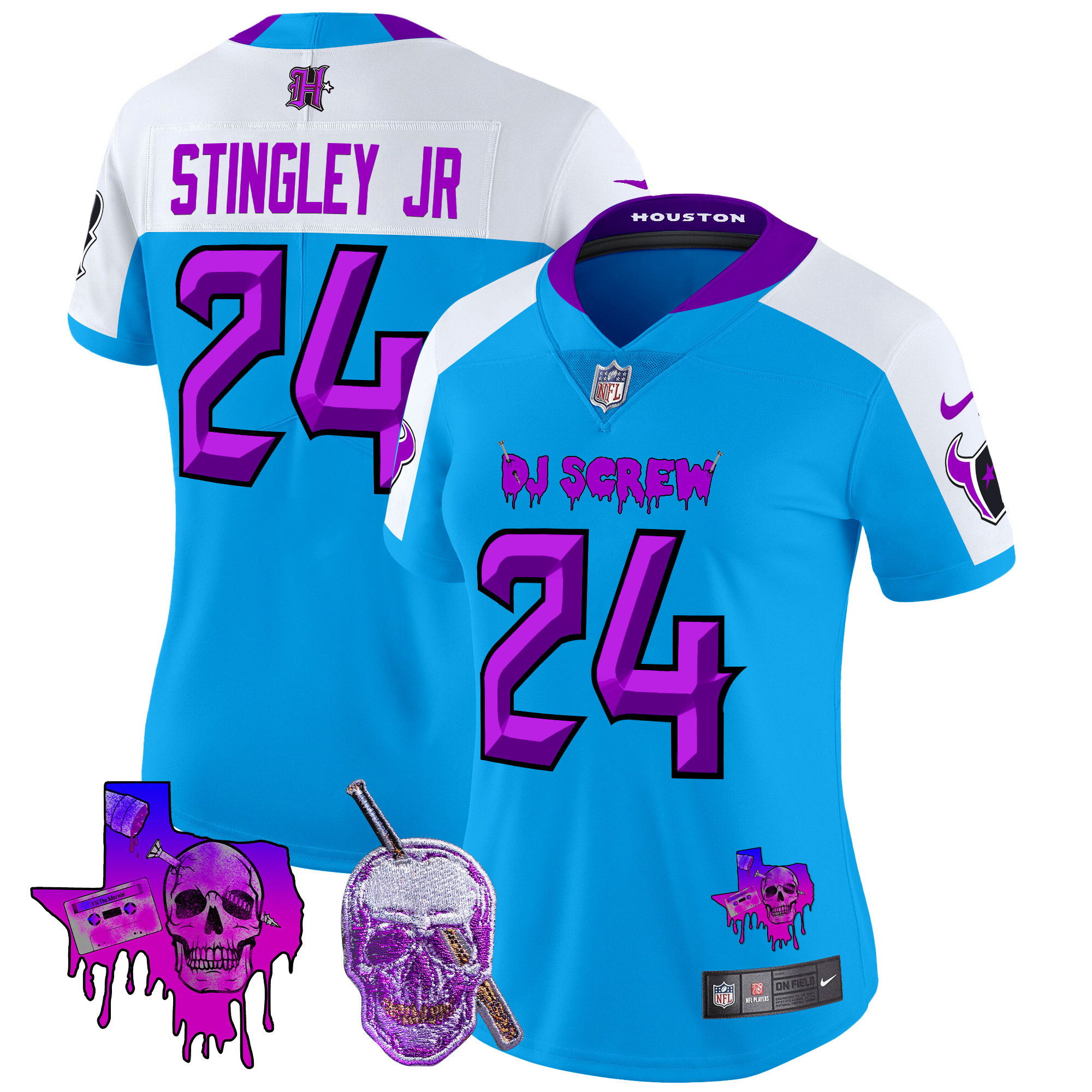 Derek Stingley Jr. Women's Houston Texans DJ Screw Vapor Limited Blue Alternate Jersey - All Stitched