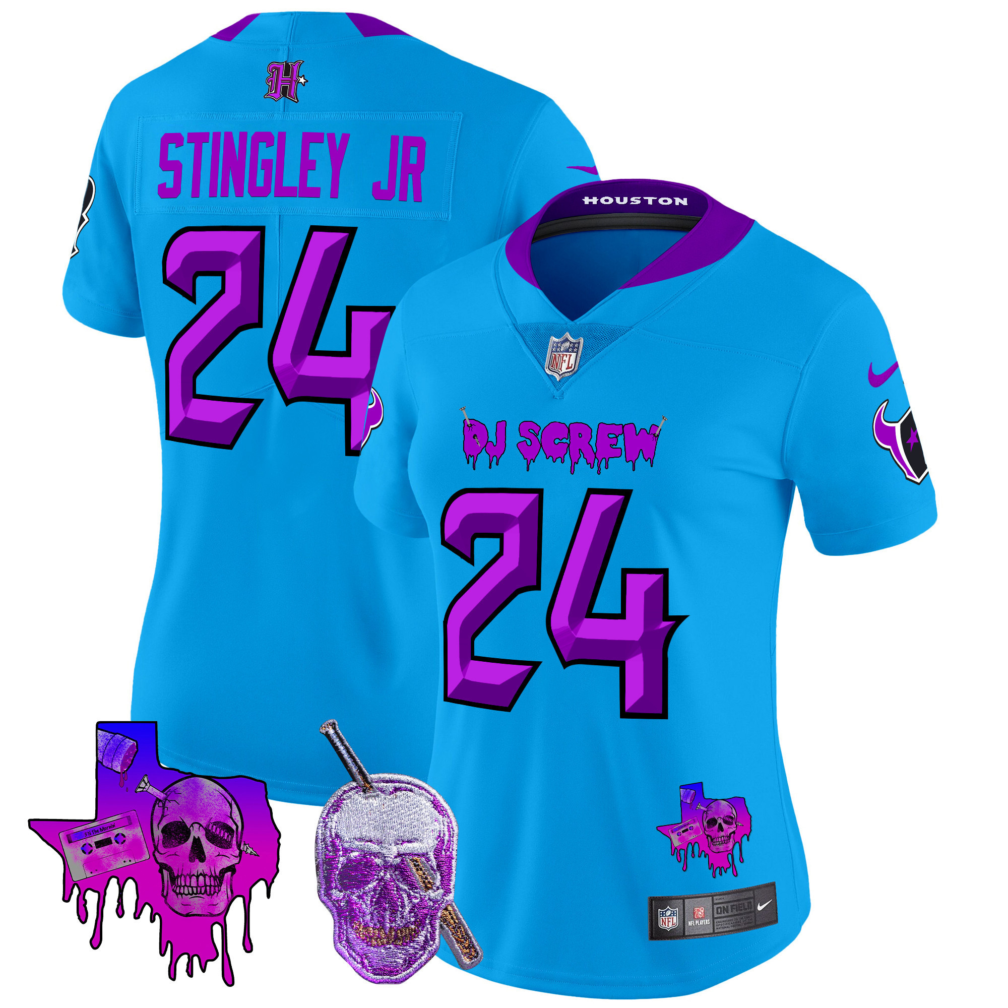 Derek Stingley Jr. Women's Houston Texans DJ Screw Vapor Limited Blue Jersey - All Stitched