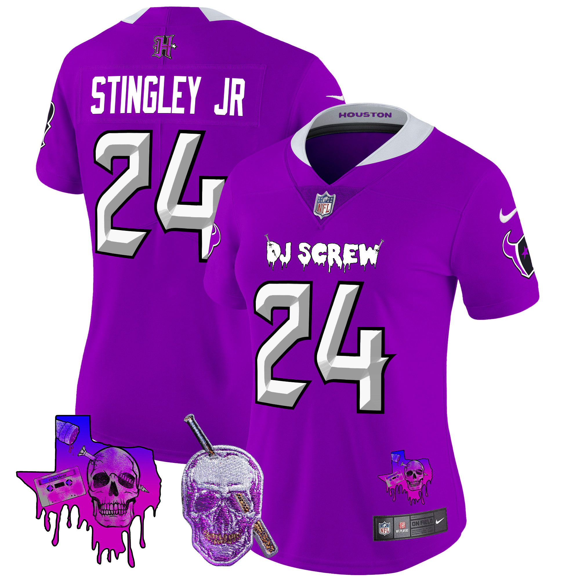Derek Stingley Jr. Women's Houston Texans DJ Screw Vapor Limited Purple Jersey - All Stitched
