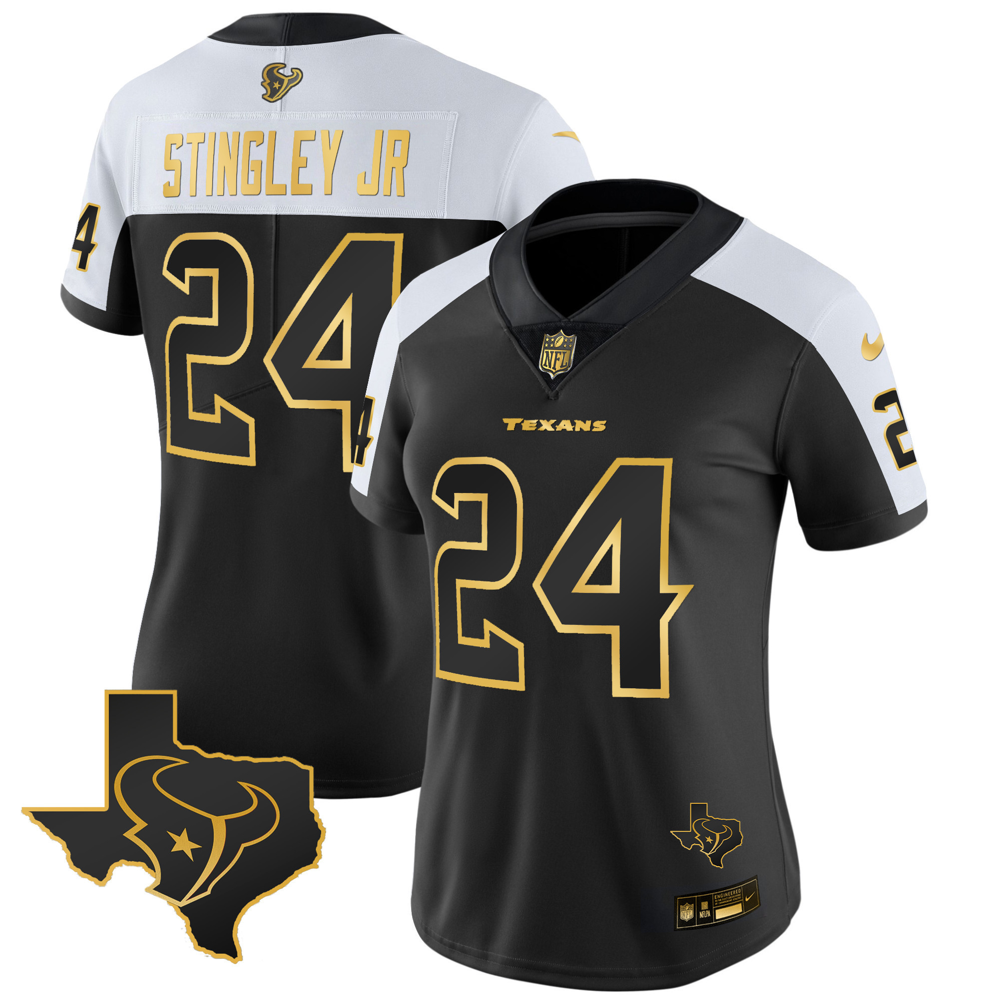 Derek Stingley Jr. Women's Houston Texans Gold Vapor Limited Alternate Gold Jersey - All Stitched