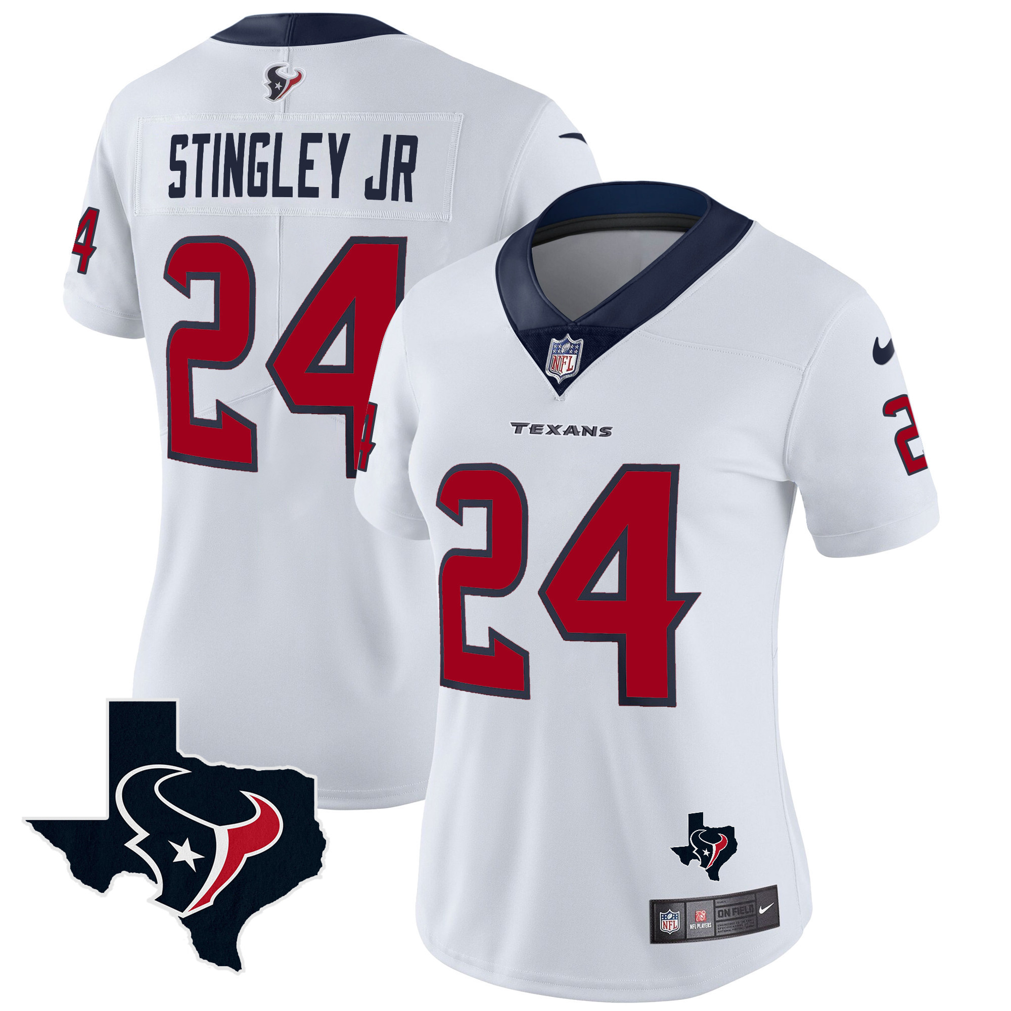 Derek Stingley Jr. Women's Houston Texans Vapor Limited White Jersey - All Stitched
