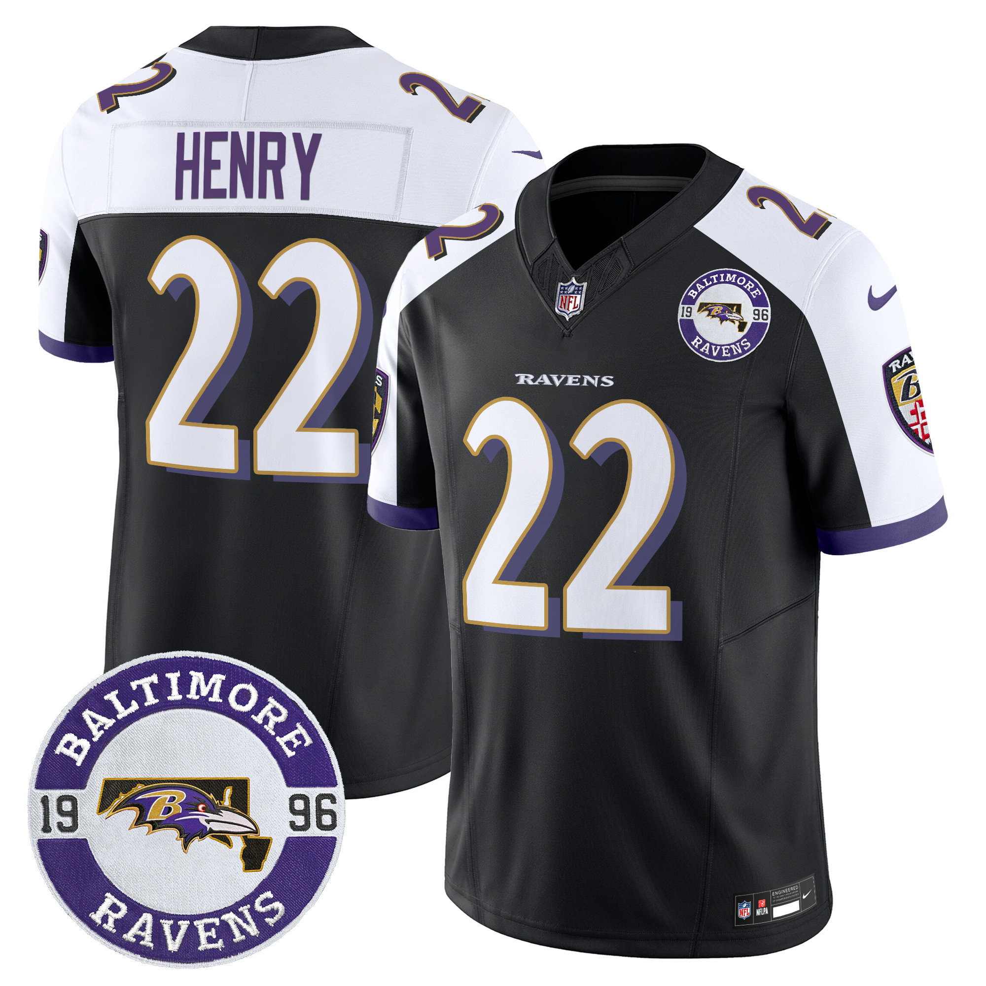 Derrick Henry Men's Baltimore Ravens 2024 Vapor Limited Black Alternate Jersey - All Stitched