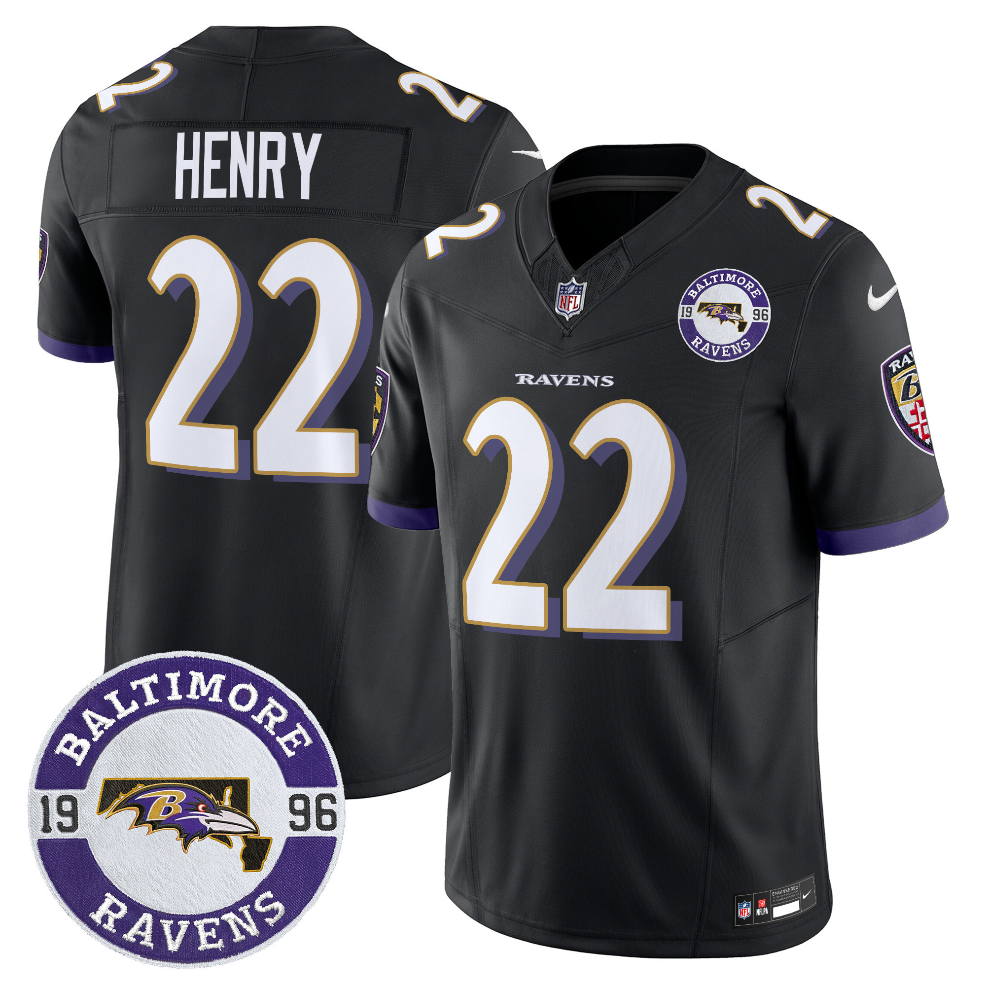 Derrick Henry Men's Baltimore Ravens 2024 Vapor Limited Black Jersey - All Stitched