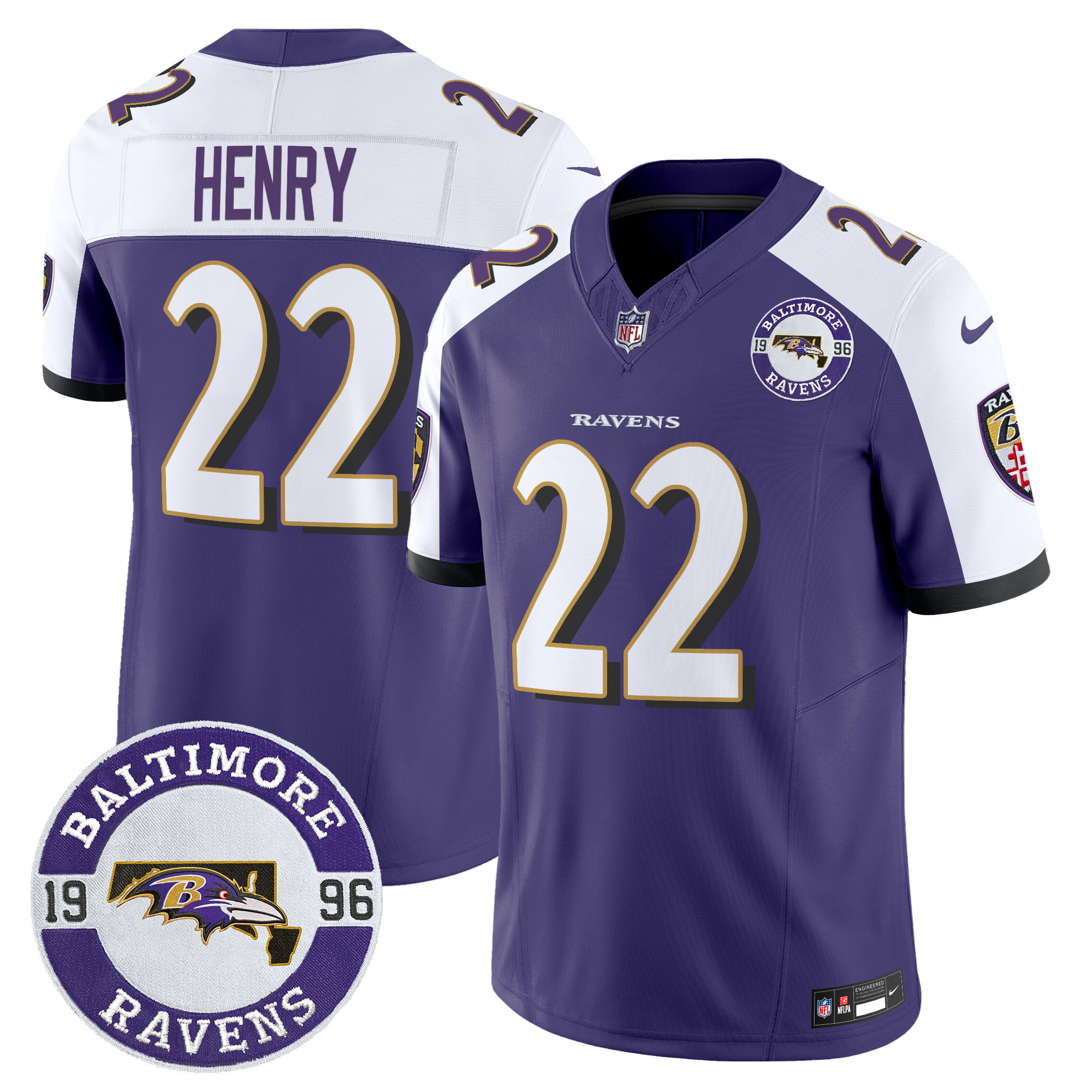Derrick Henry Men's Baltimore Ravens 2024 Vapor Limited Purple Alternate Jersey - All Stitched