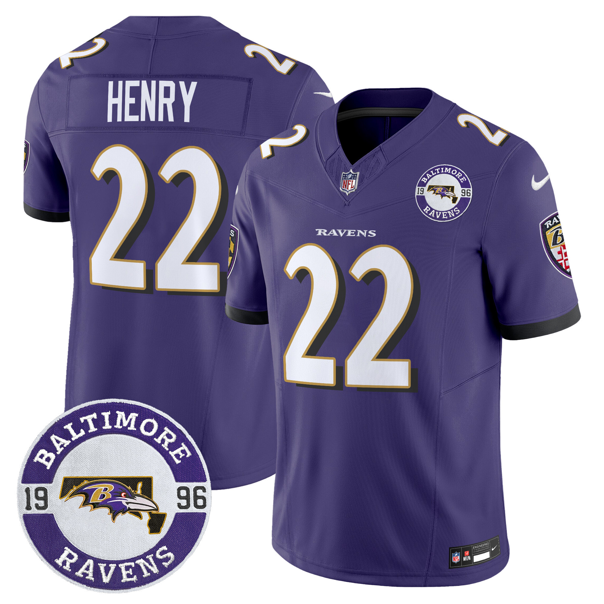 Derrick Henry Men's Baltimore Ravens 2024 Vapor Limited Purple Jersey - All Stitched
