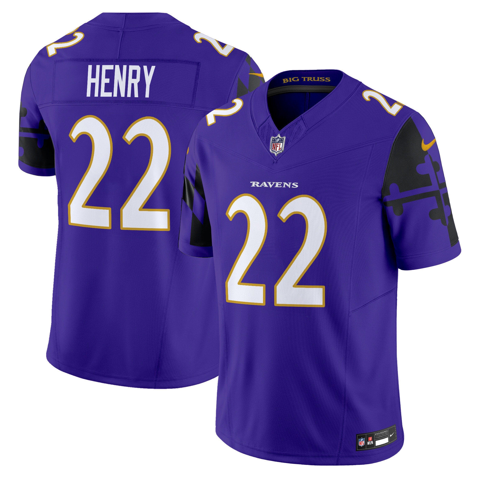 Derrick Henry Men's Baltimore Ravens Maryland Flag Vapor Limited Purple Jersey - All Stitched