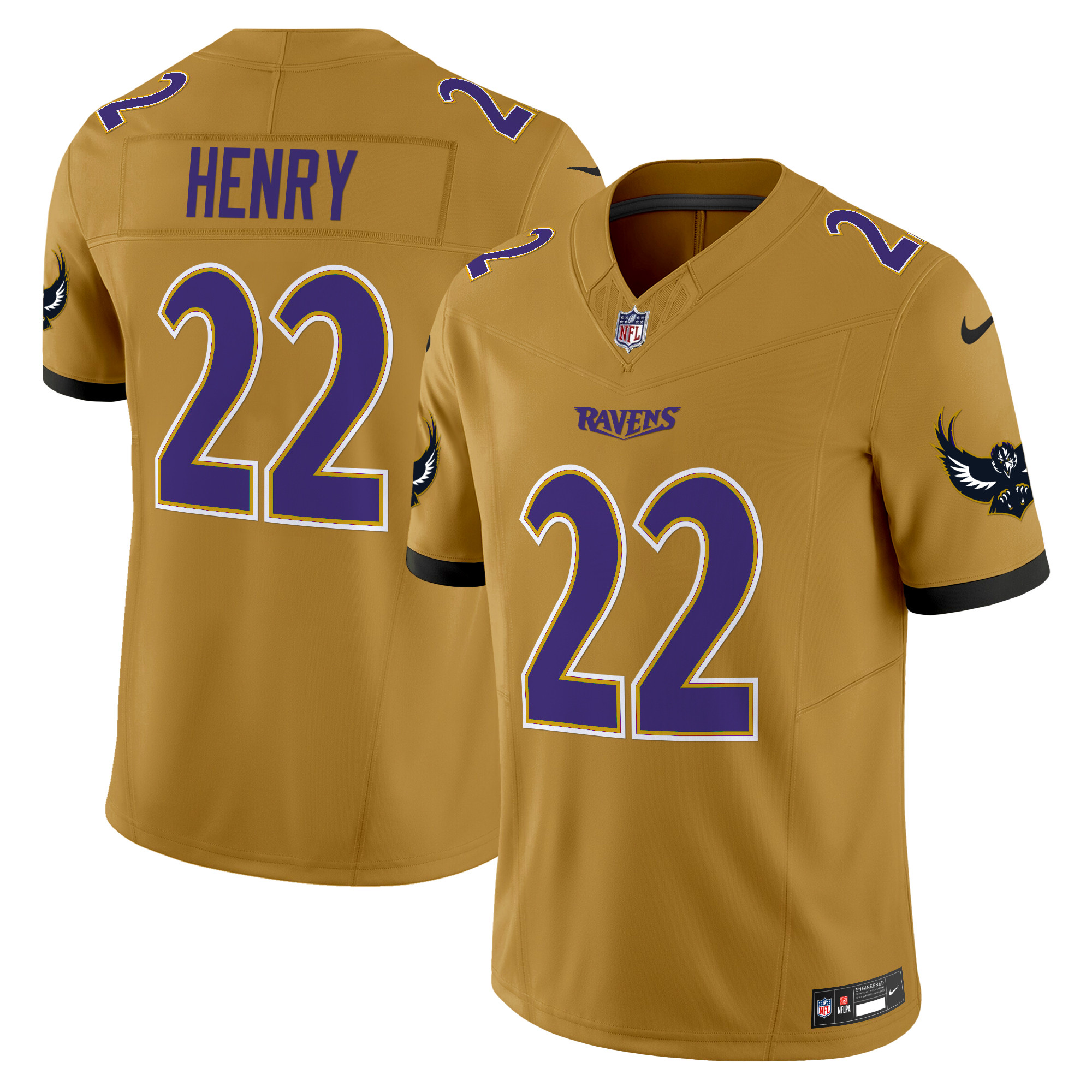 Derrick Henry Men's Baltimore Ravens Special Vapor Limited Gold Jersey - All Stitched