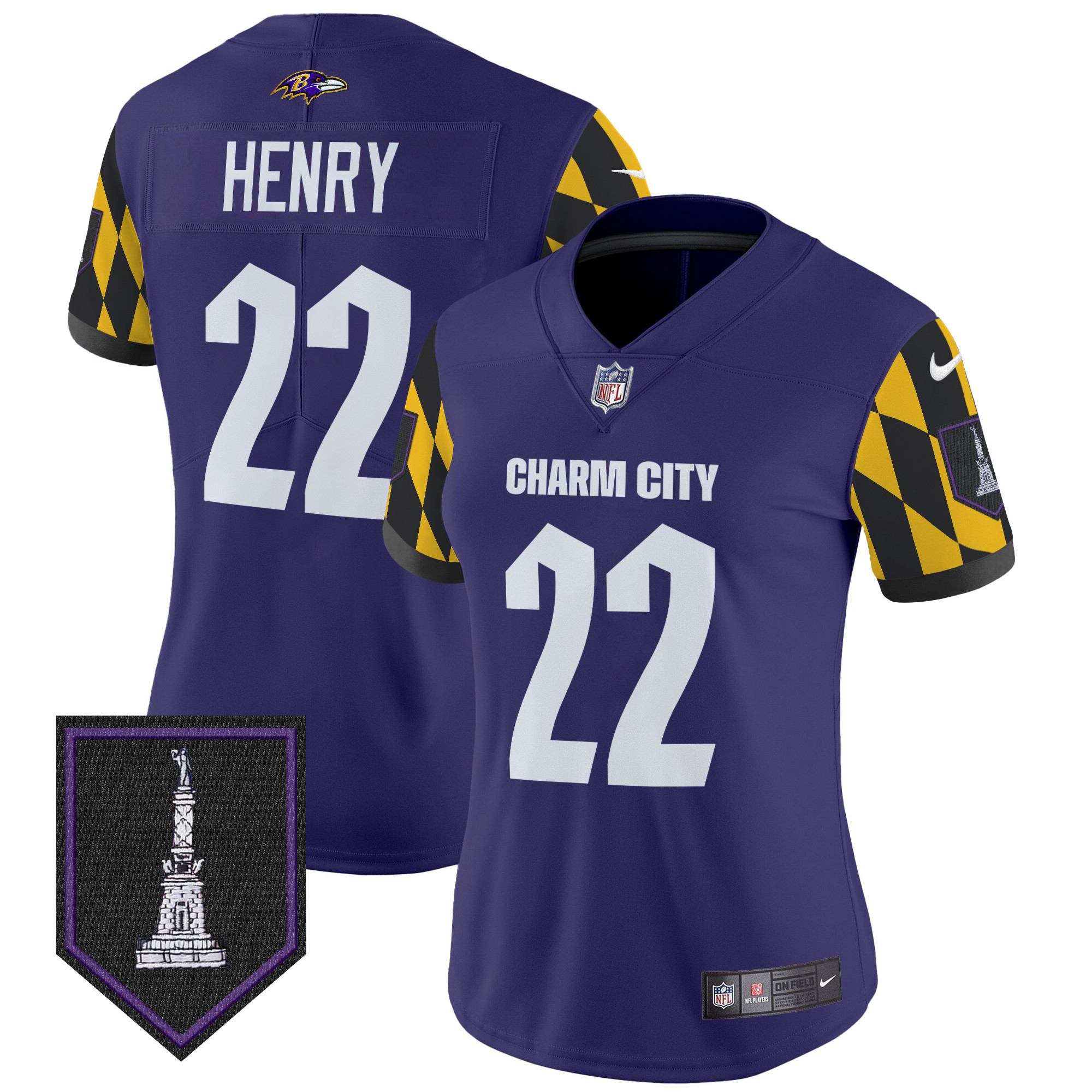 Derrick Henry Women's Baltimore Ravens City Edition Patch Vapor Limited Purple Jersey - All Stitched