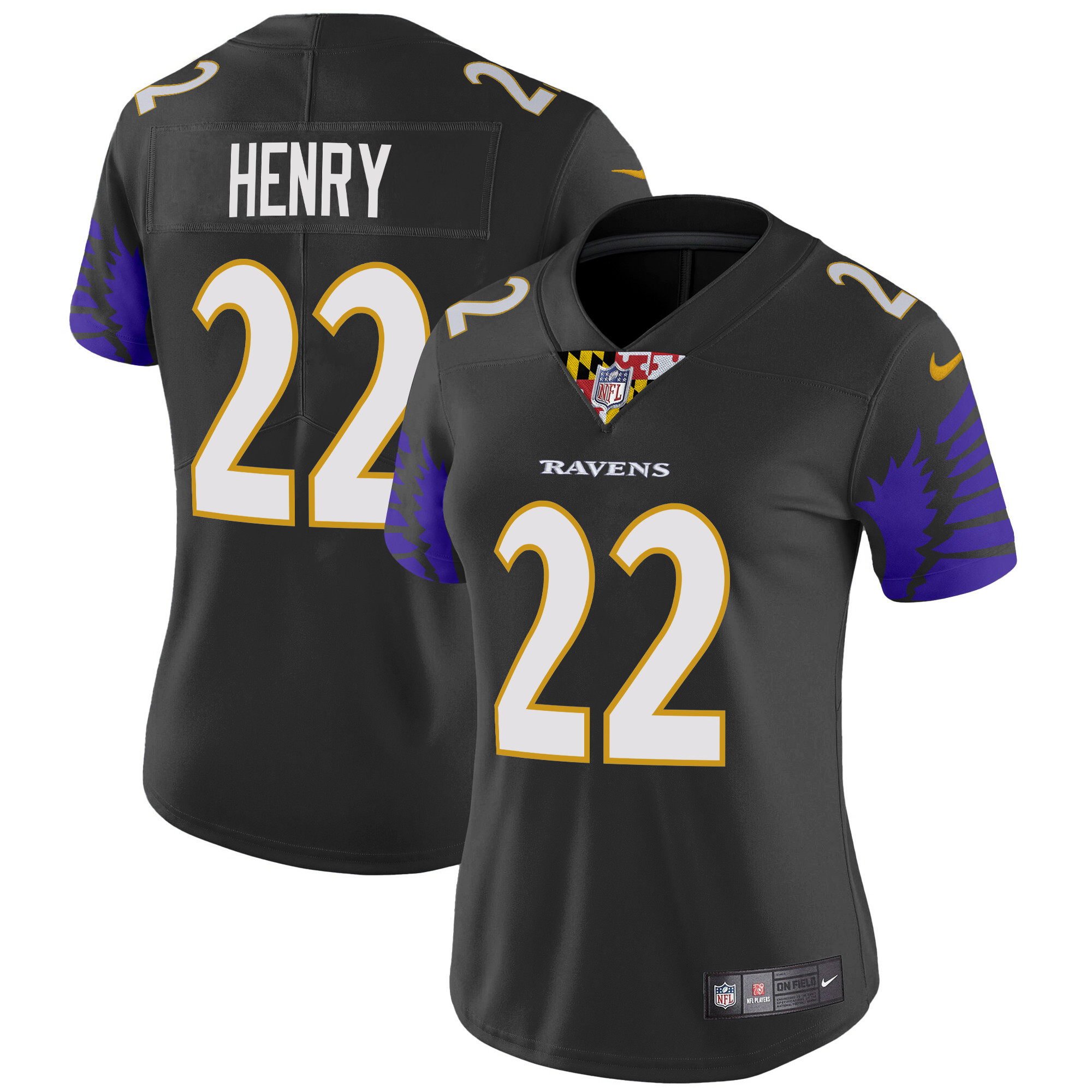 Derrick Henry Women's Baltimore Ravens Special Vapor Limited Black Jersey - All Stitched
