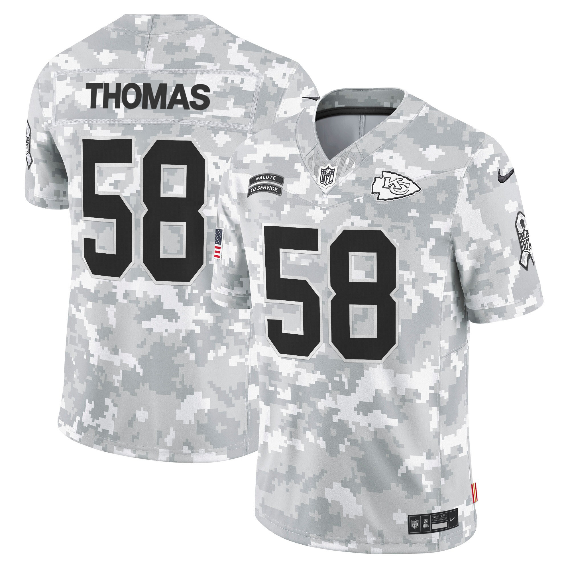 Derrick Thomas Men's Kansas City Chiefs 2024 Salute to Service Vapor Limited Arctic Camo Jersey - All Stitched