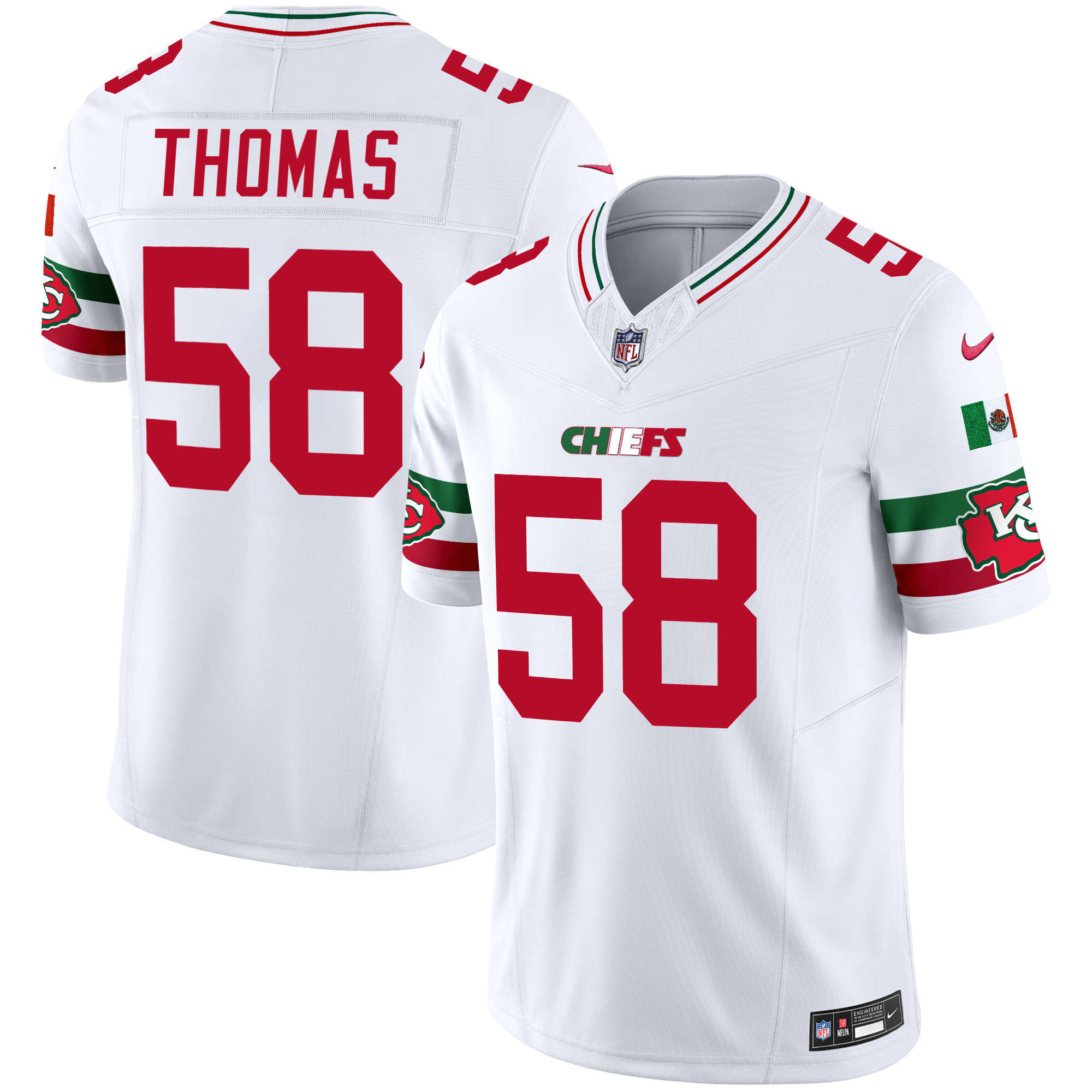 Derrick Thomas Men's Kansas City Chiefs Mexico Vapor Limited White Jersey - All Stitched