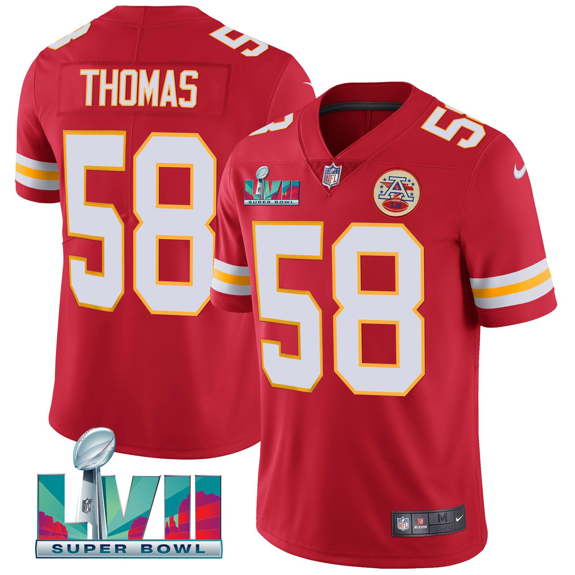 Derrick Thomas Men's Kansas City Chiefs Super Bowl LVII Red Gold Vapor Red Jersey - All Stitched