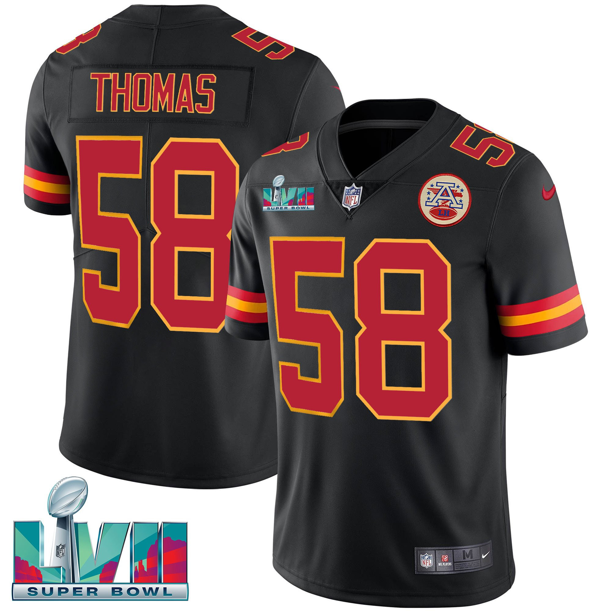 Derrick Thomas Men's Kansas City Chiefs Super Bowl LVII Vapor Player Black Jersey - All Stitched