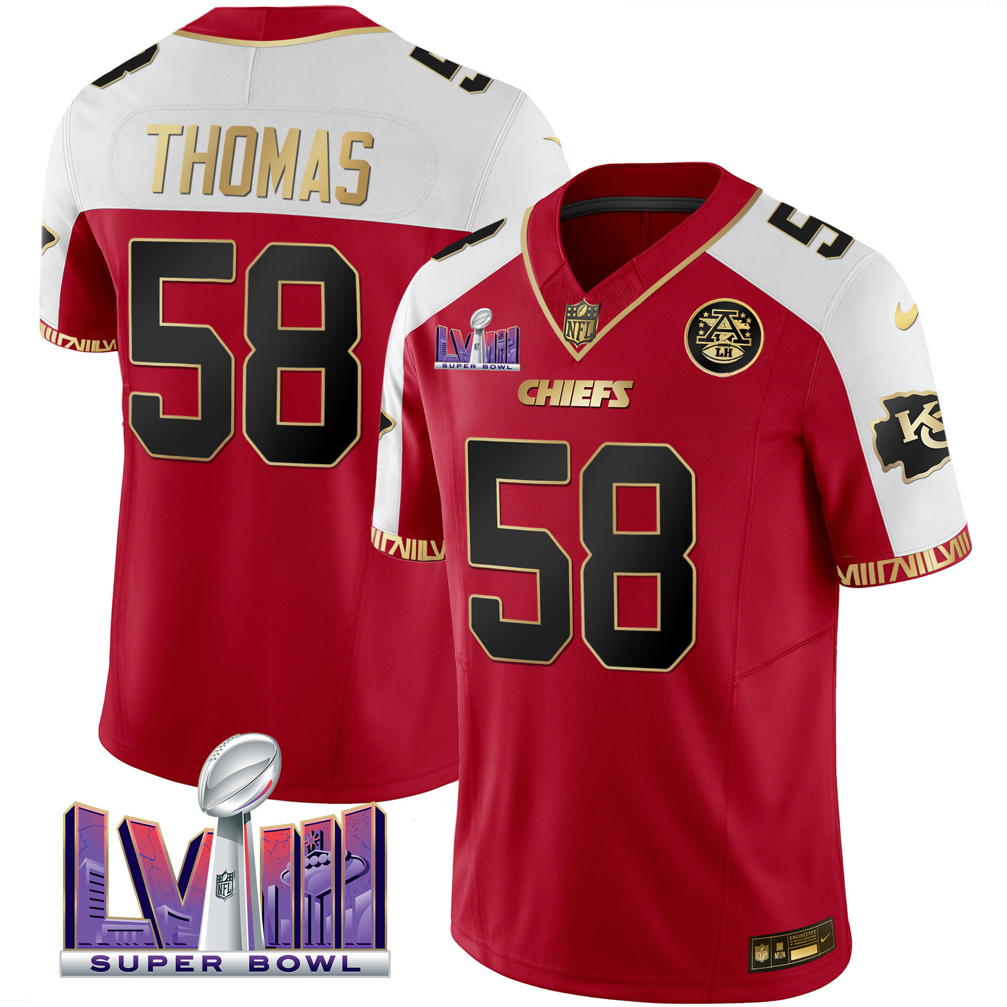 Derrick Thomas Men's Kansas City Chiefs Super Bowl LVIII Pattern Vapor Red Alternate Jersey - All Stitched