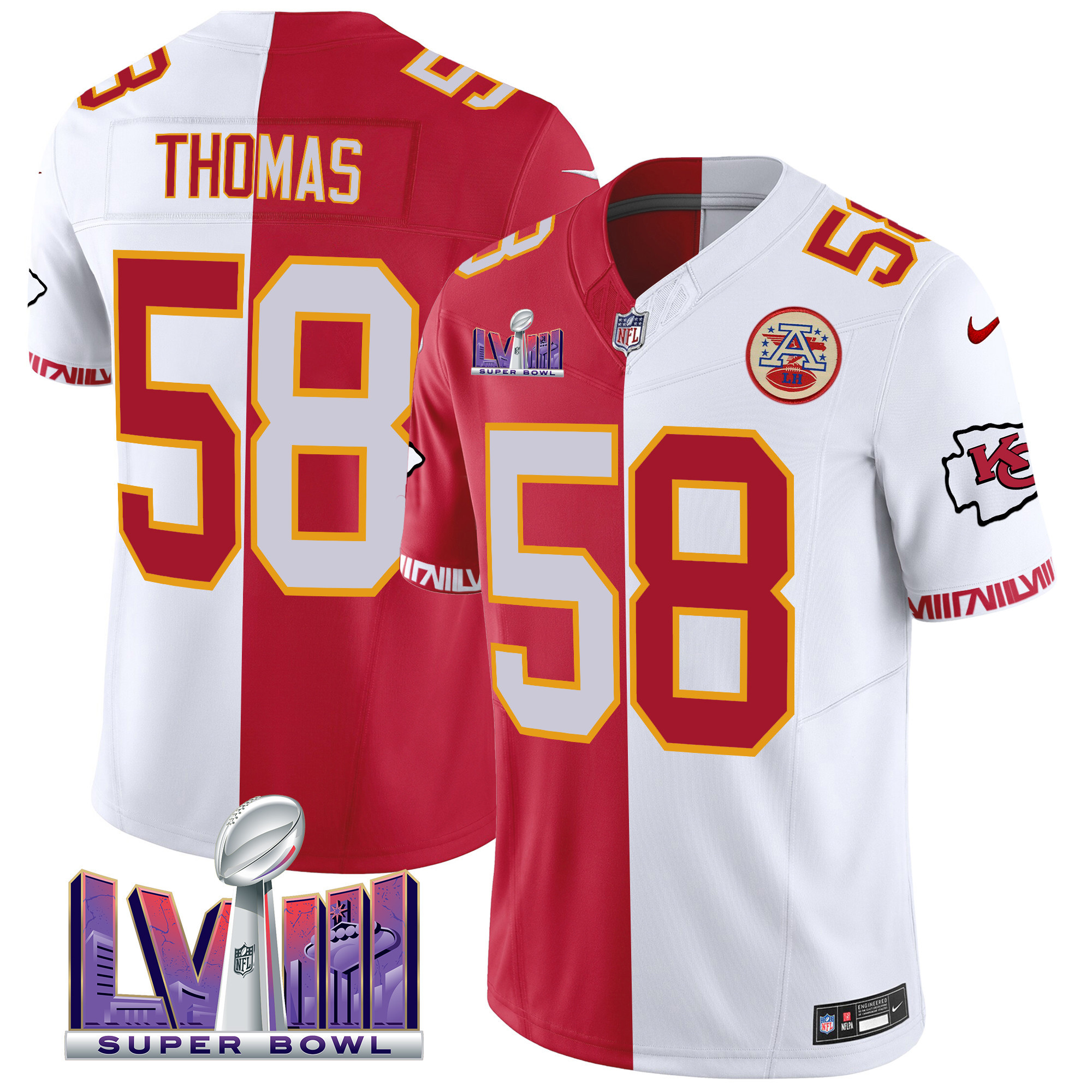Derrick Thomas Men's Kansas City Chiefs Super Bowl LVIII Pattern Vapor Split Jersey - All Stitched