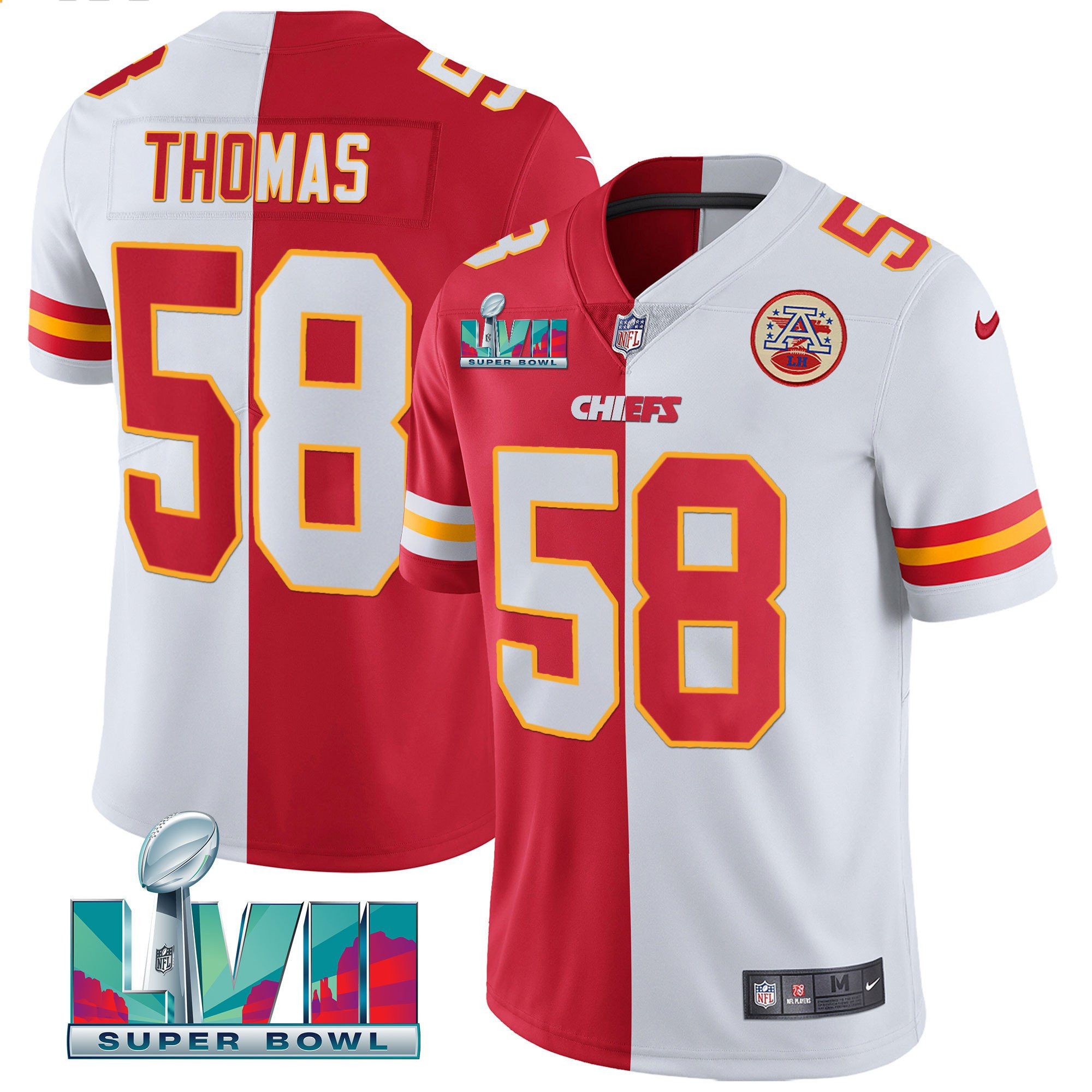 Derrick Thomas Men's Kansas City Chiefs Super Bowl Vapor Gold Split Jersey - All Stitched