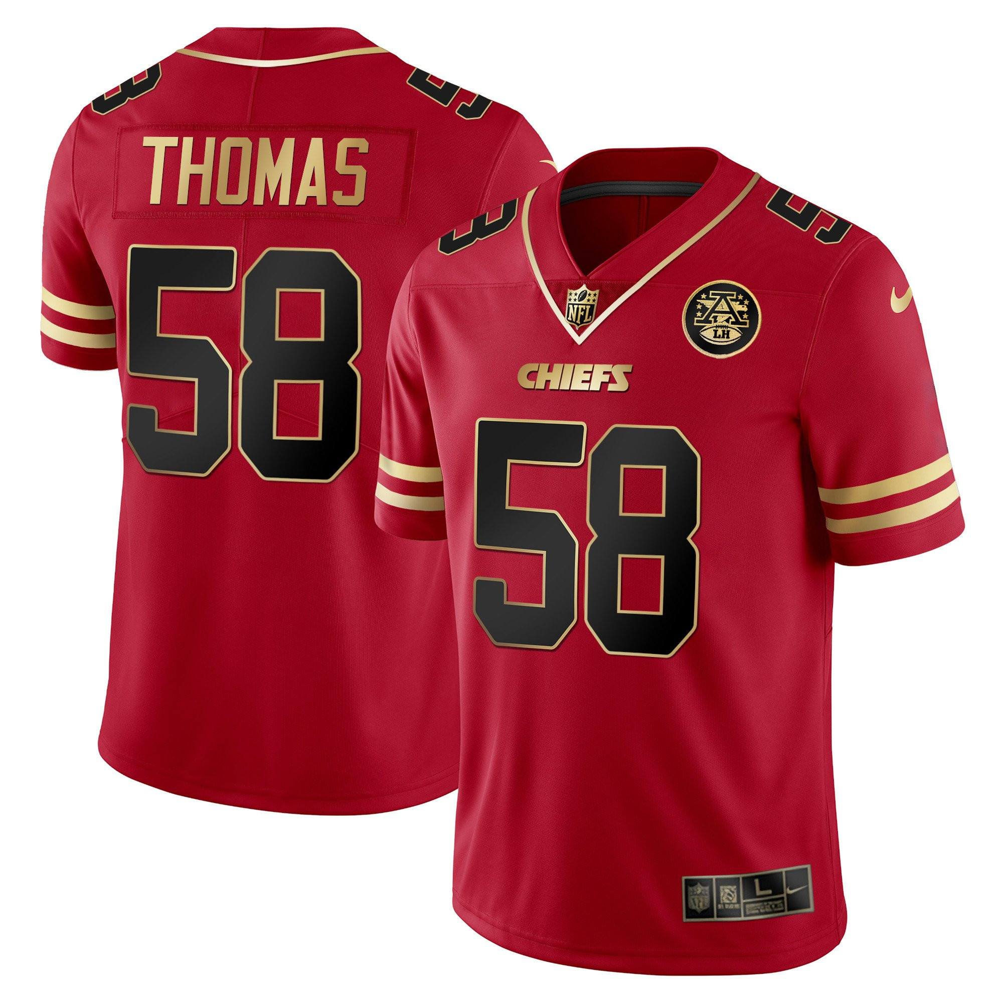 Derrick Thomas Men's Kansas City Chiefs Vapor Black Red Gold Limited - All Stitched Black Red Jersey - All Stitched