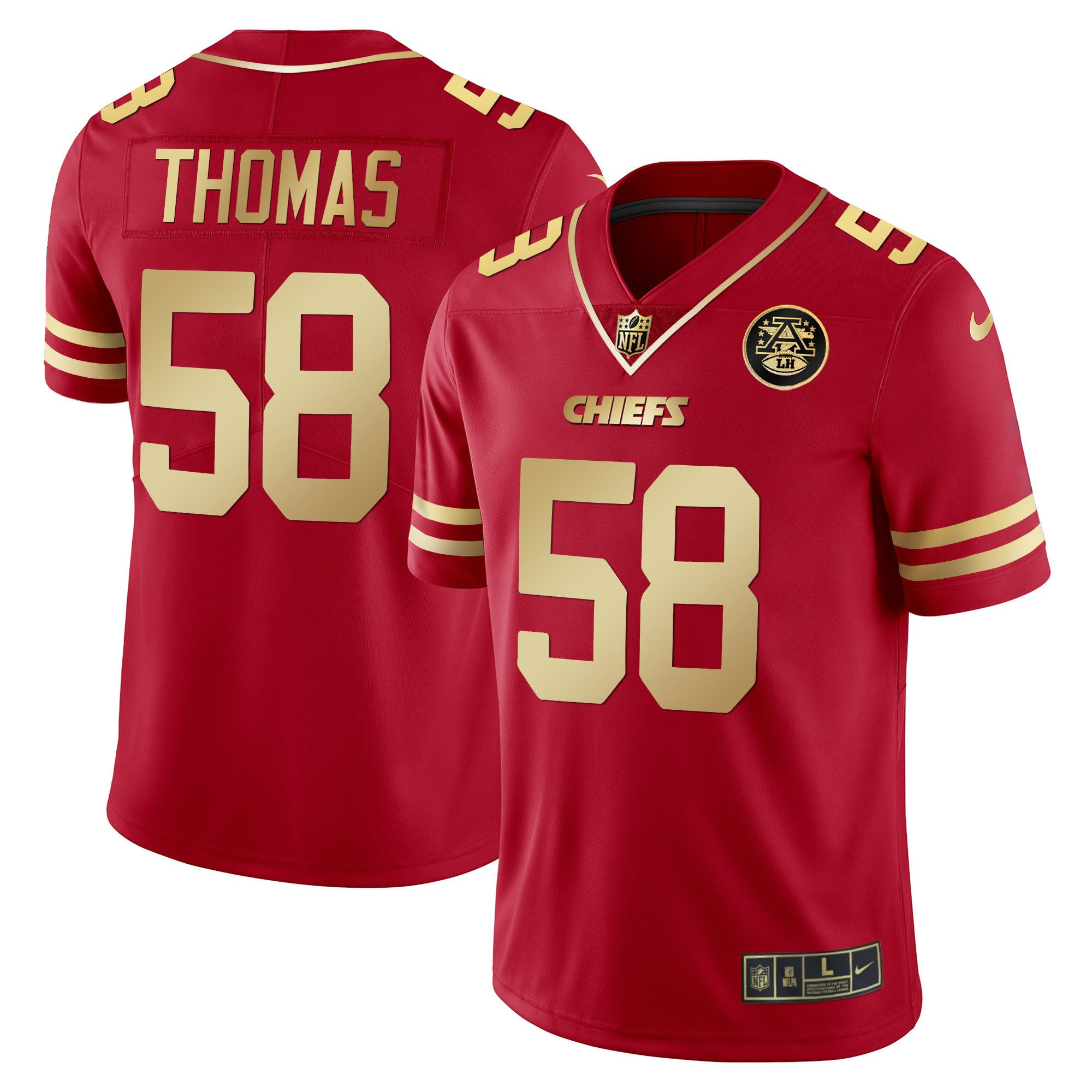 Derrick Thomas Men's Kansas City Chiefs Vapor Black Red Gold Limited - All Stitched Red Gold Jersey - All Stitched