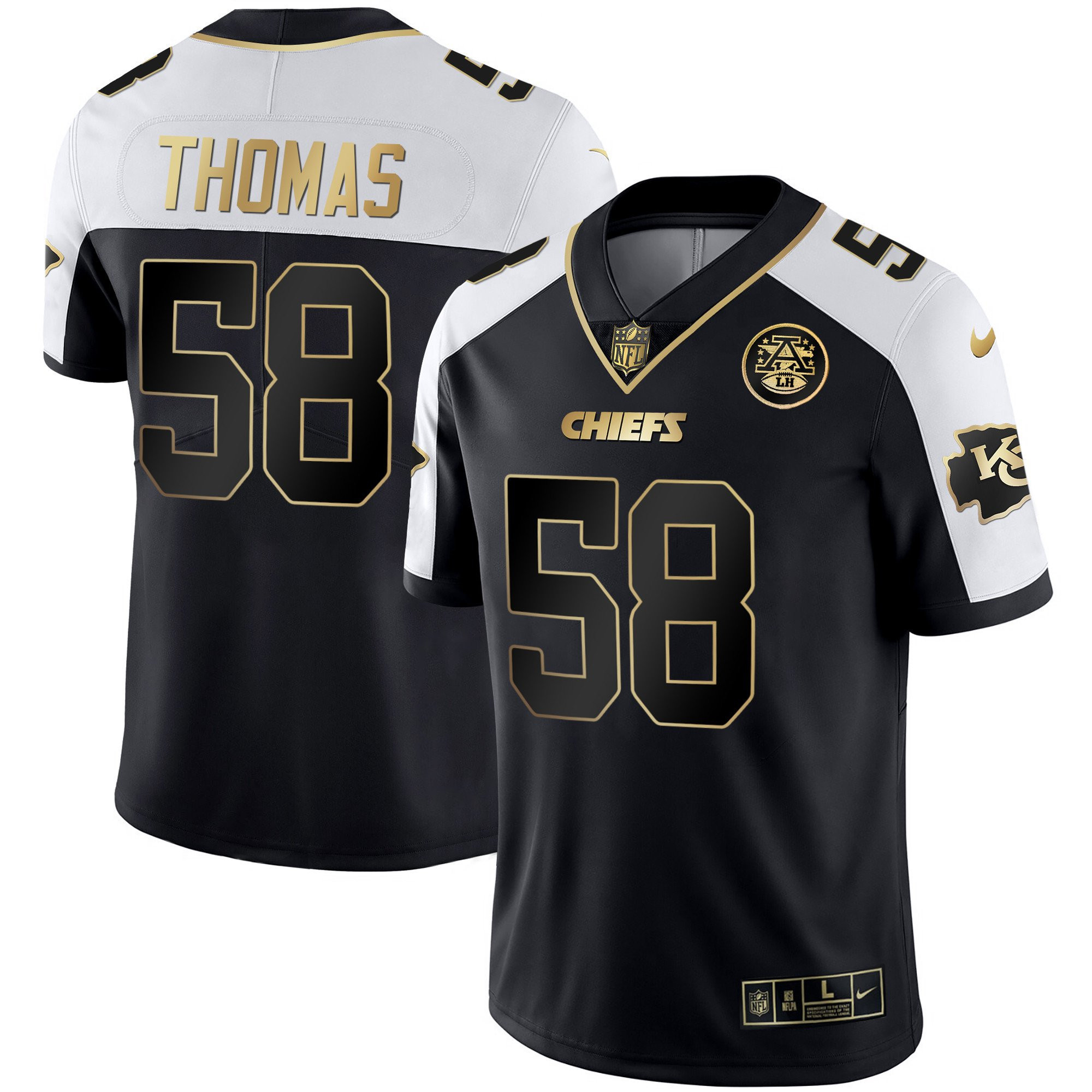 Derrick Thomas Men's Kansas City Chiefs White Gold & Black Gold - All Stitched Alternate Jersey - All Stitched