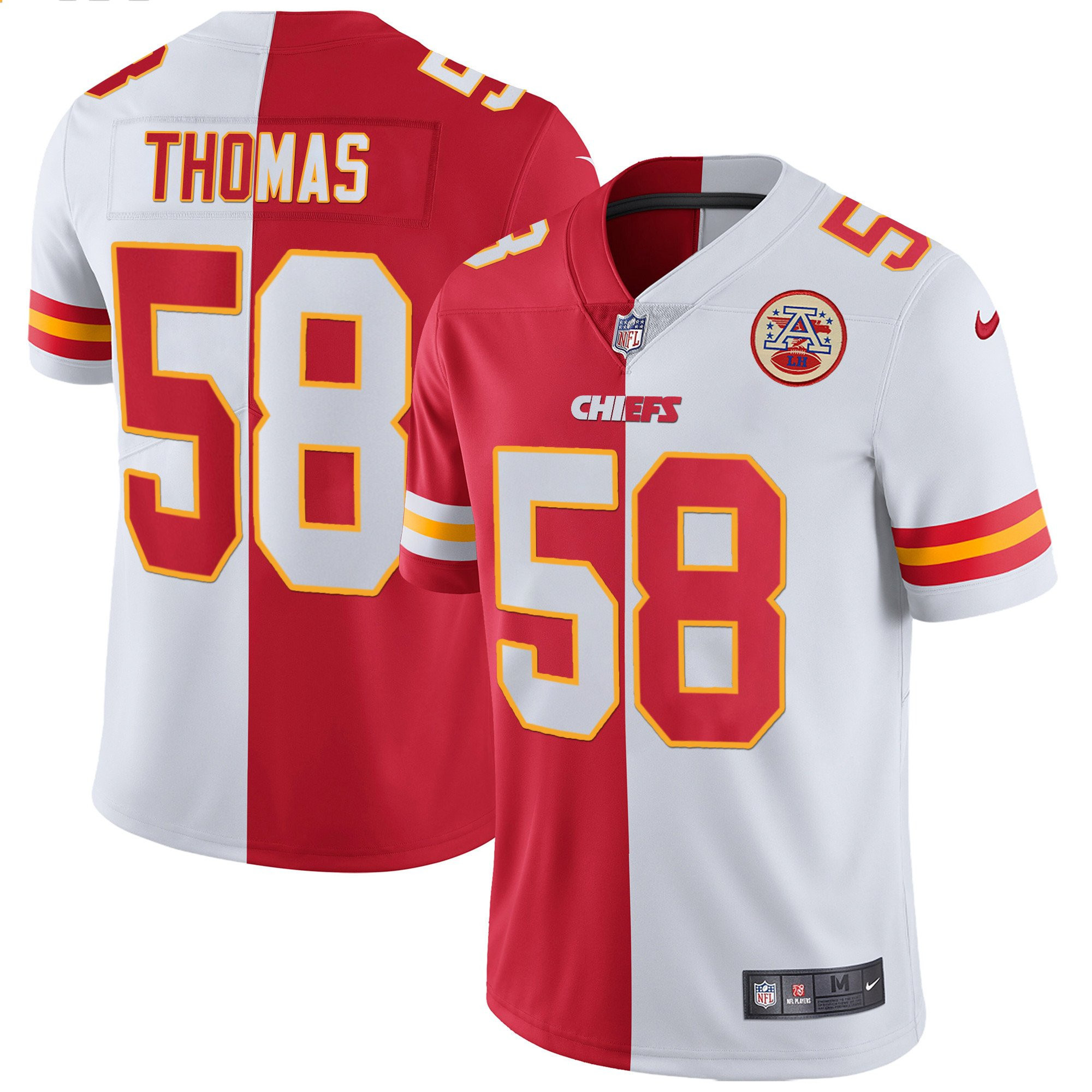Derrick Thomas Men's Kansas City Chiefs White Gold & Black Gold - All Stitched Split Jersey - All Stitched