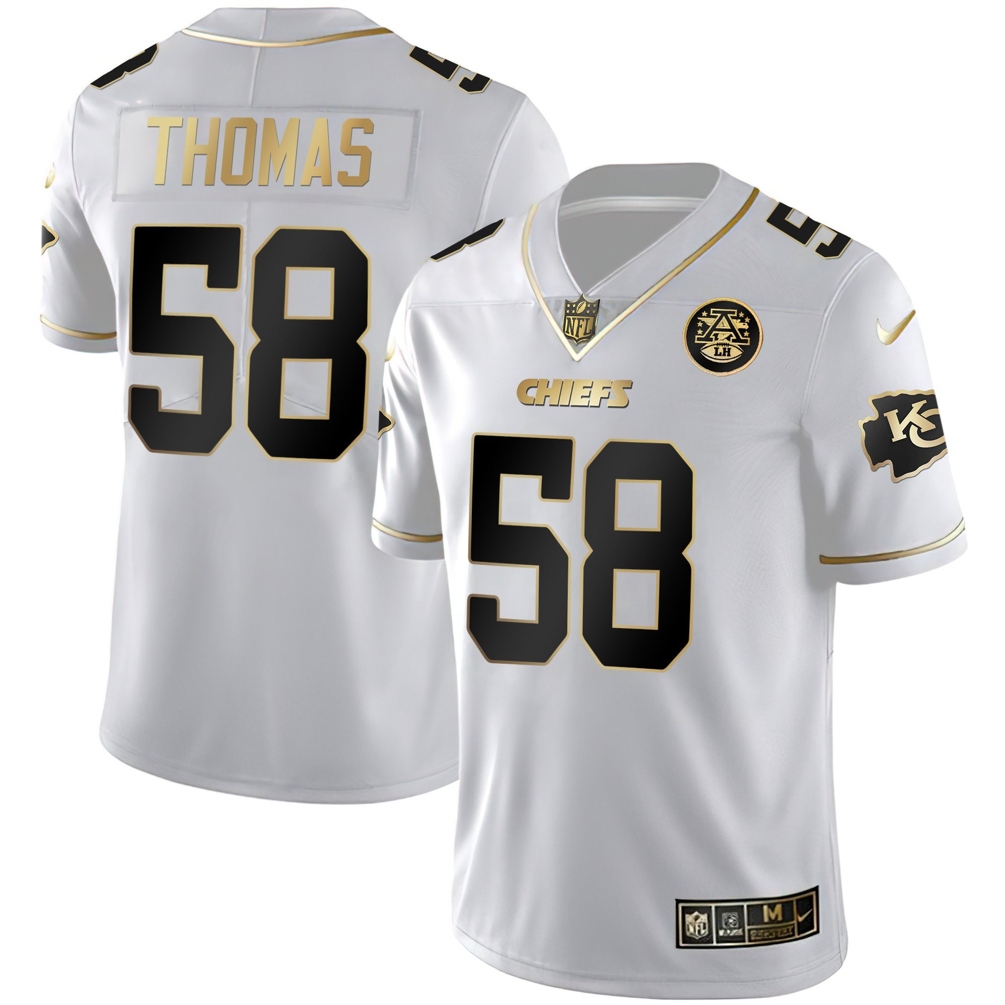 Derrick Thomas Men's Kansas City Chiefs White Gold & Black Gold - All Stitched White Gold Jersey - All Stitched