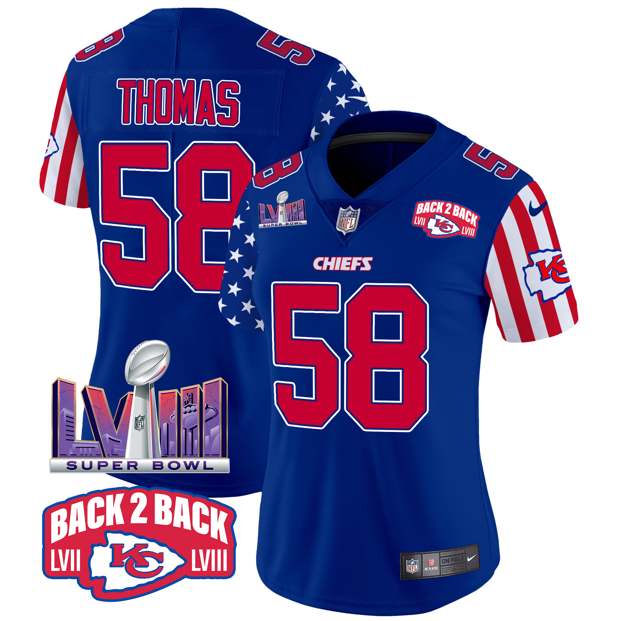 Derrick Thomas Women's Kansas City Chiefs American Style Vapor Limited Royal Jersey - All Stitched