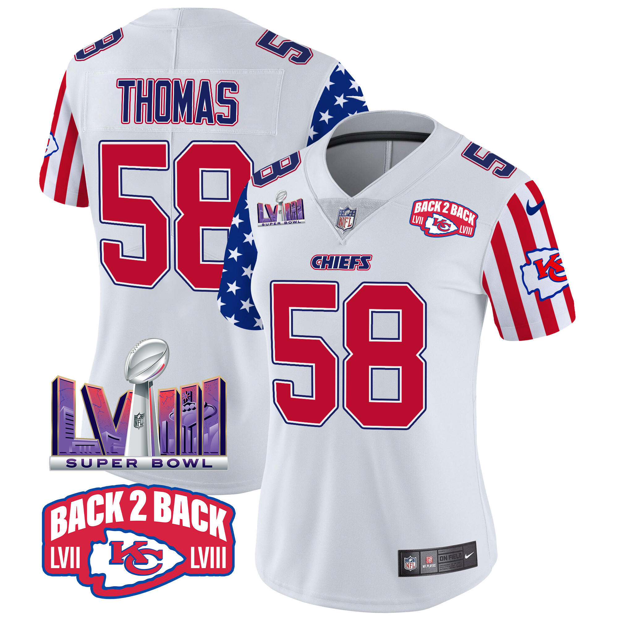 Derrick Thomas Women's Kansas City Chiefs American Style Vapor Limited White Jersey - All Stitched