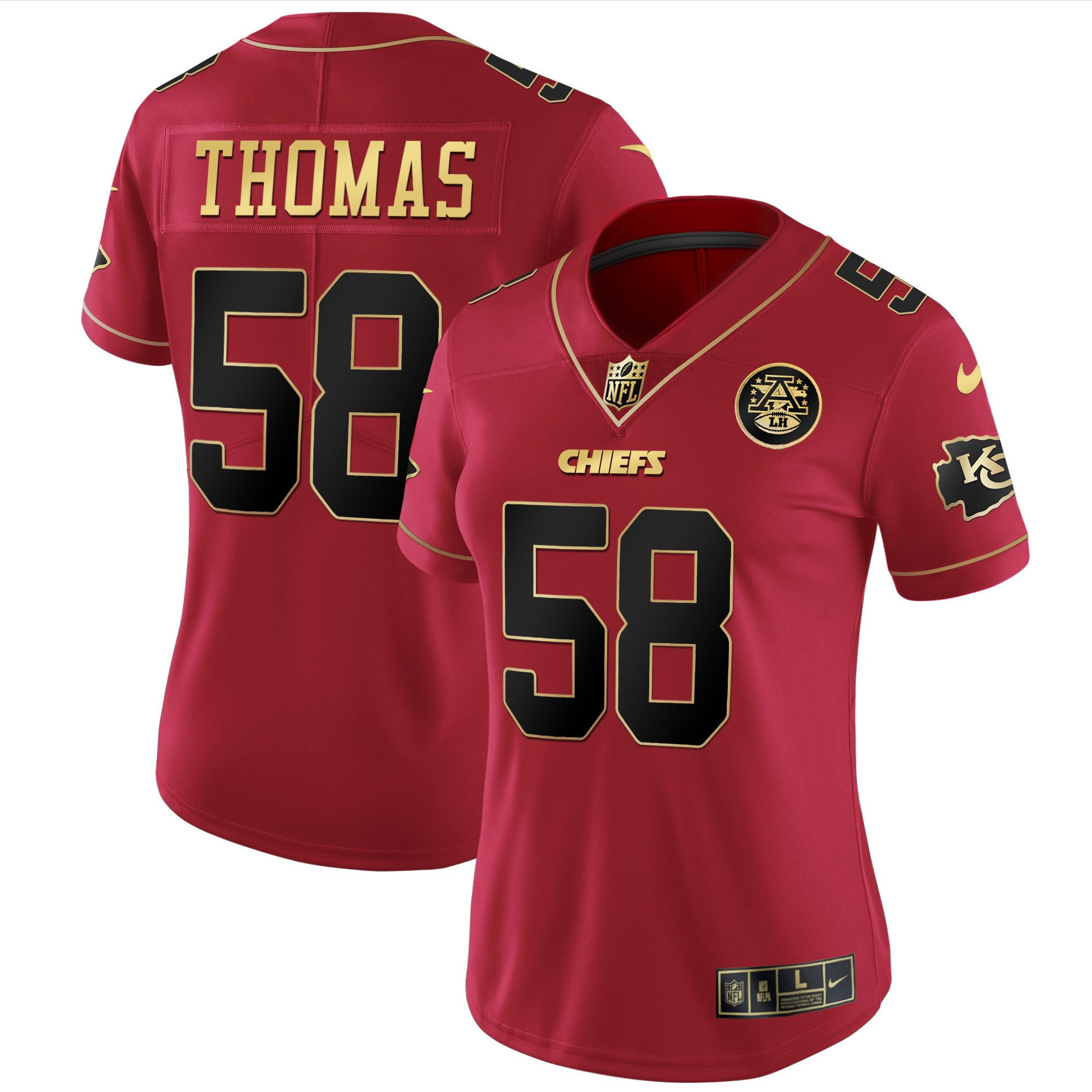 Derrick Thomas Women's Kansas City Chiefs White Gold & Black Gold - All Stitched Red Special Jersey - All Stitched