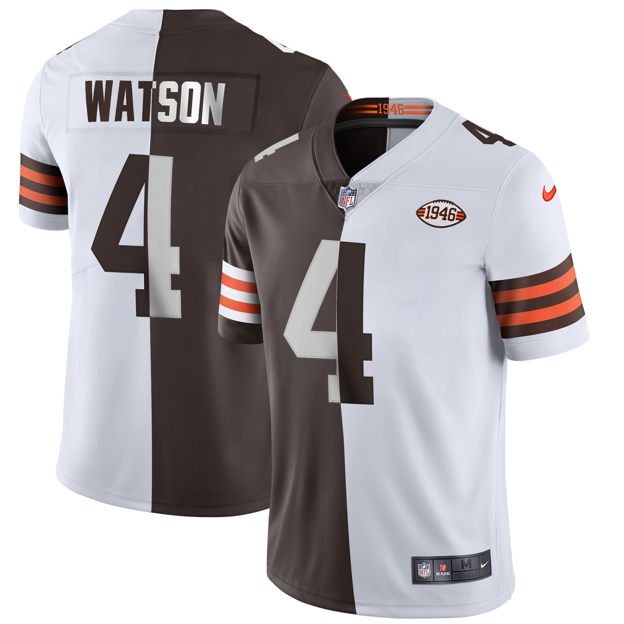 Deshaun Watson Men's Cleveland Browns Gold & Split Vapor Limited - All Stitched Split Jersey - All Stitched