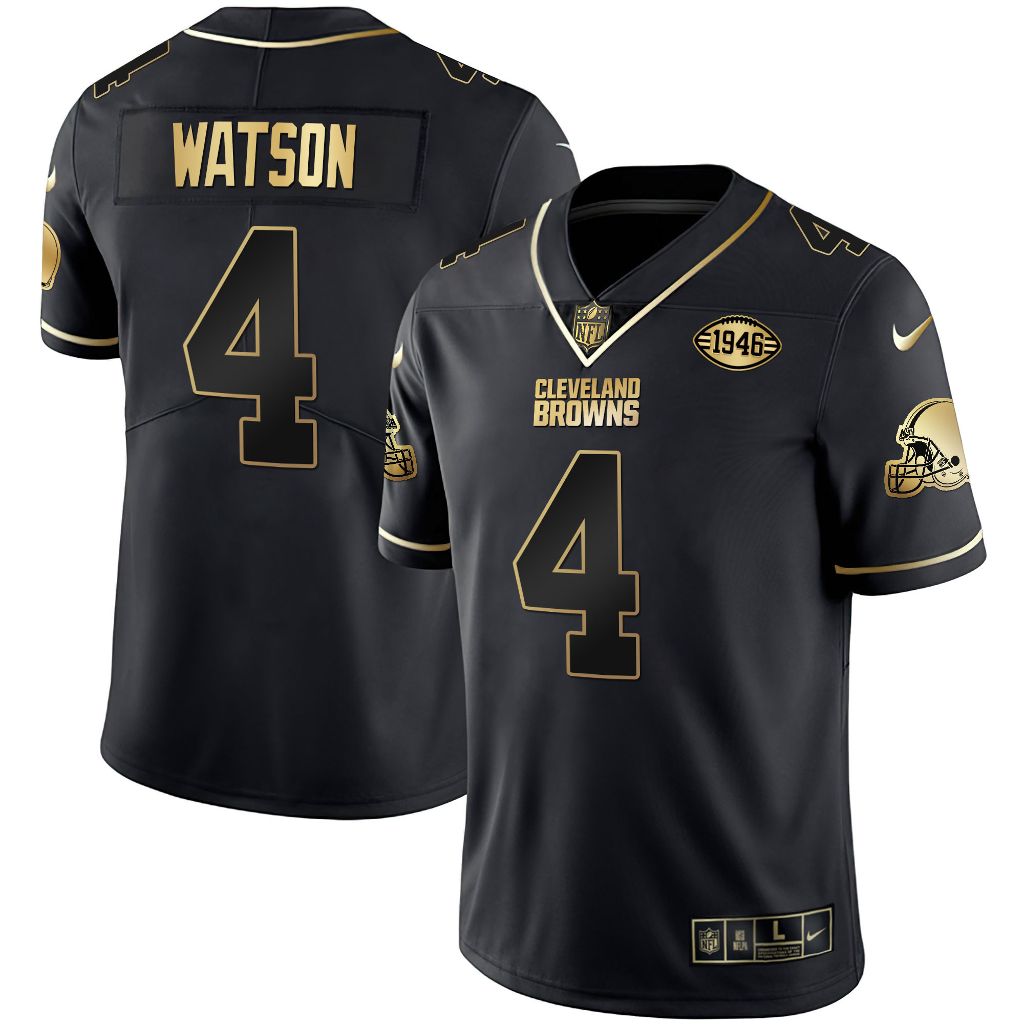 Deshaun Watson Youth's Cleveland Browns Gold & Split Vapor Limited - All Stitched Black Gold Jersey - All Stitched
