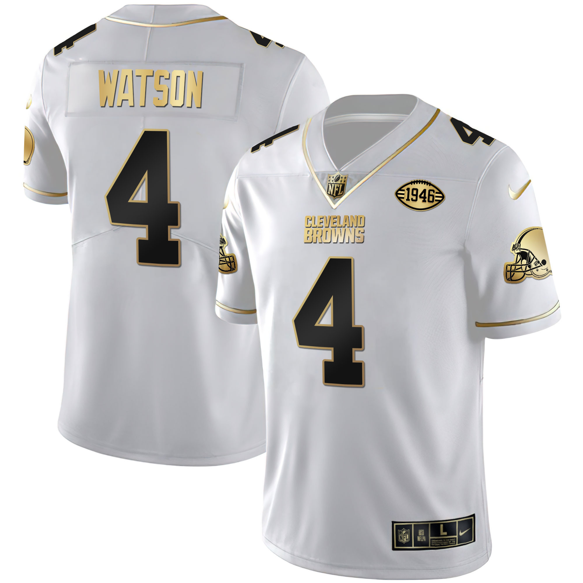 Deshaun Watson Youth's Cleveland Browns Gold & Split Vapor Limited - All Stitched White Gold Jersey - All Stitched