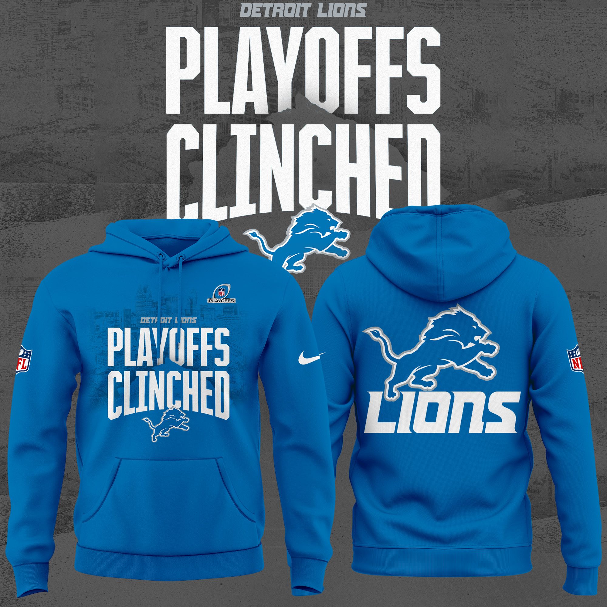 Detroit Lions 2024 NFL Playoffs Clinched Fan Hoodie