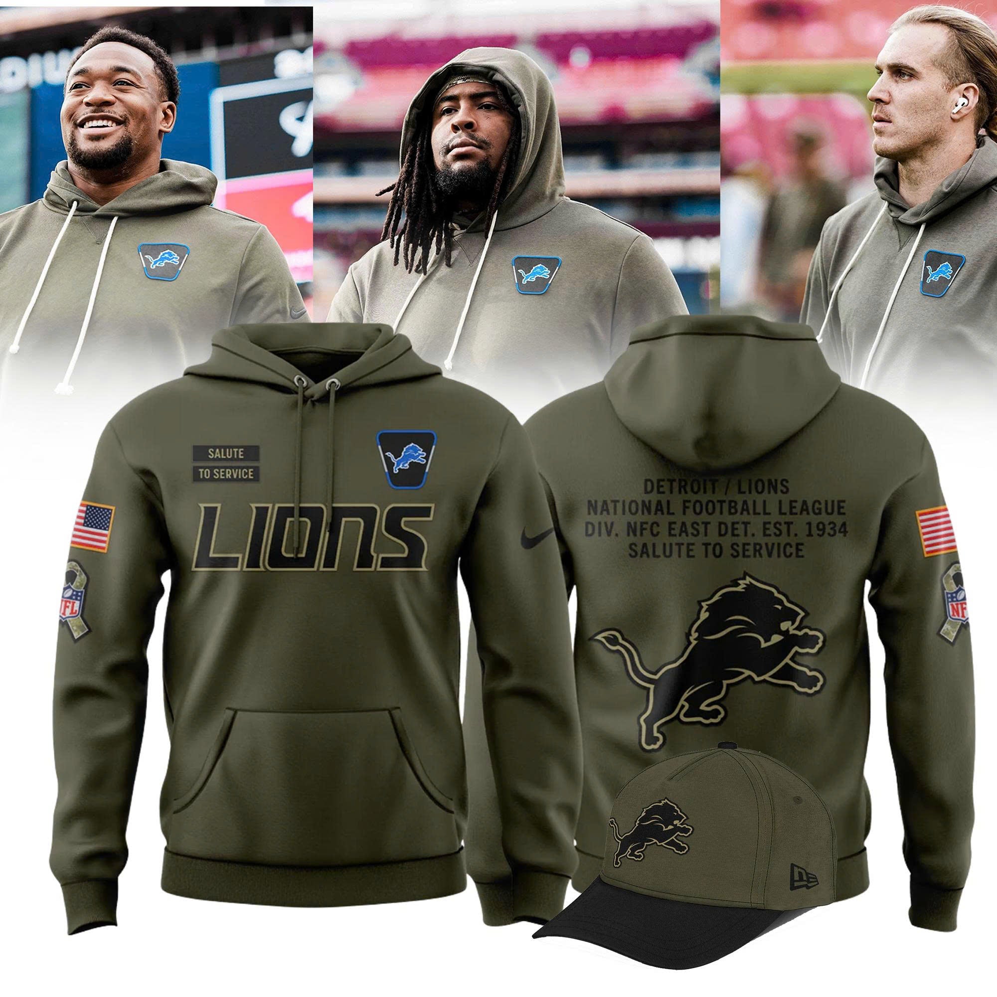 Detroit Lions 2025 Salute to Service Limited Combo Hoodie