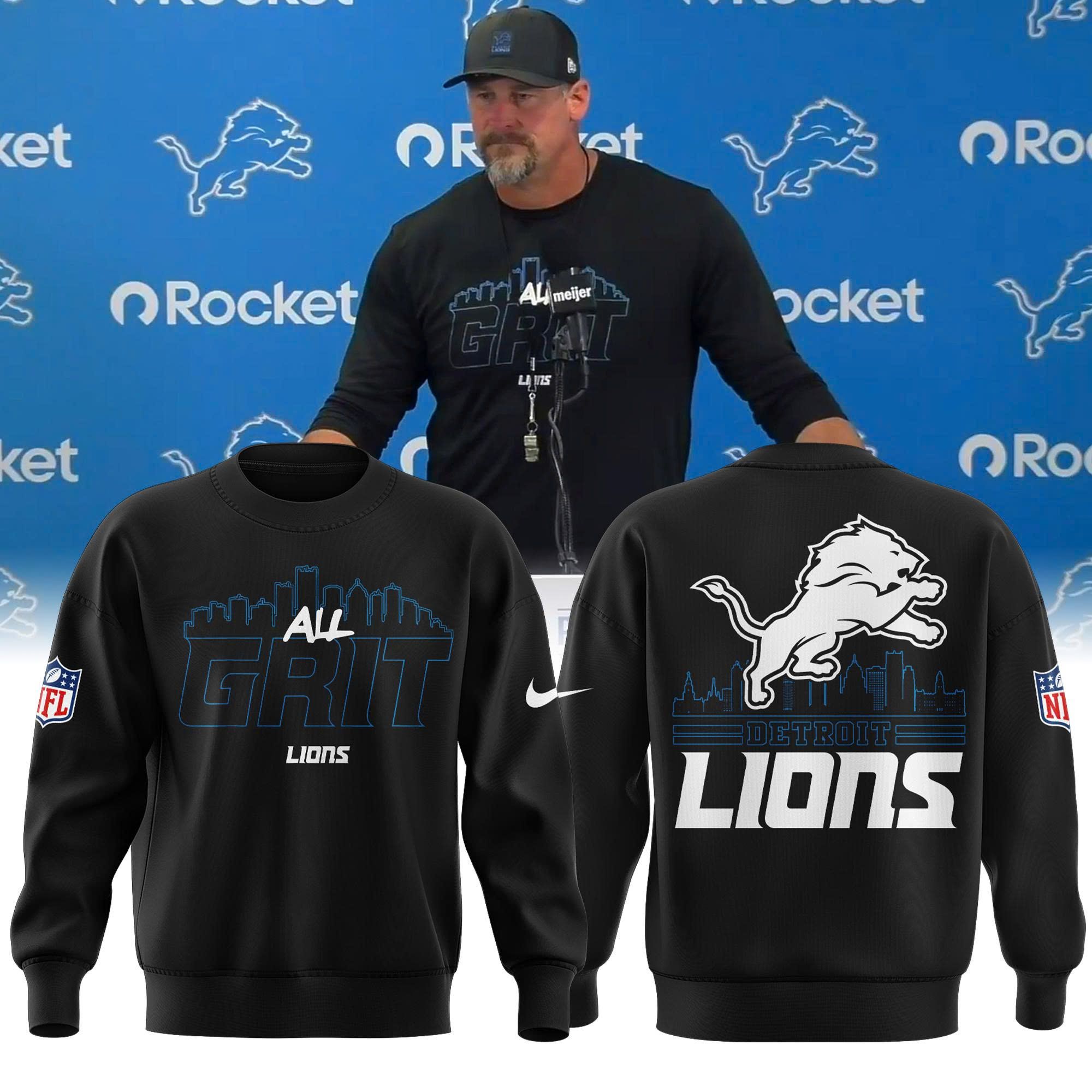 Detroit Lions All Grit Fleece Crewneck Sweatshirt 2025