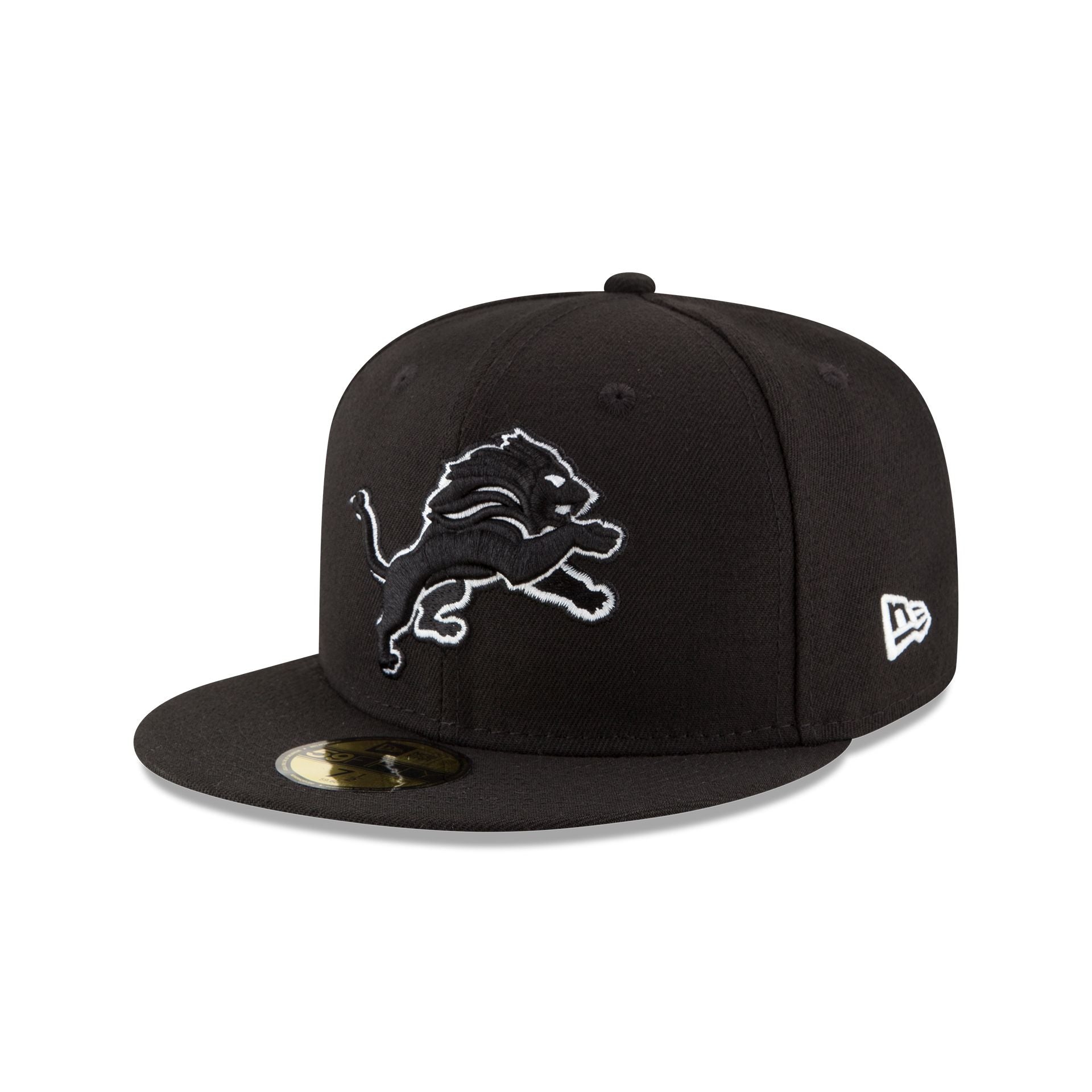 Detroit Lions Black and White 59FIFTY Fitted